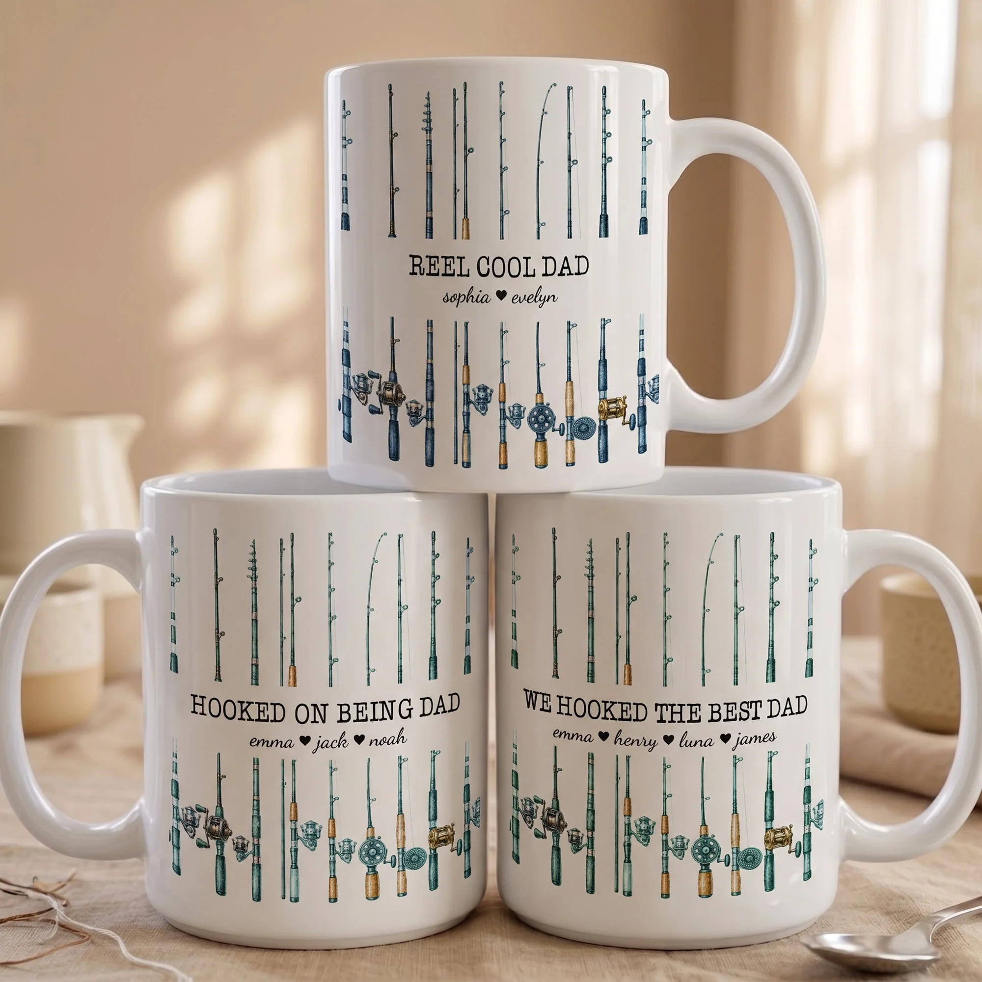 Father's Day Gifts Reel Cool Dad Fishing Dad - Personalized Mug - Image 6