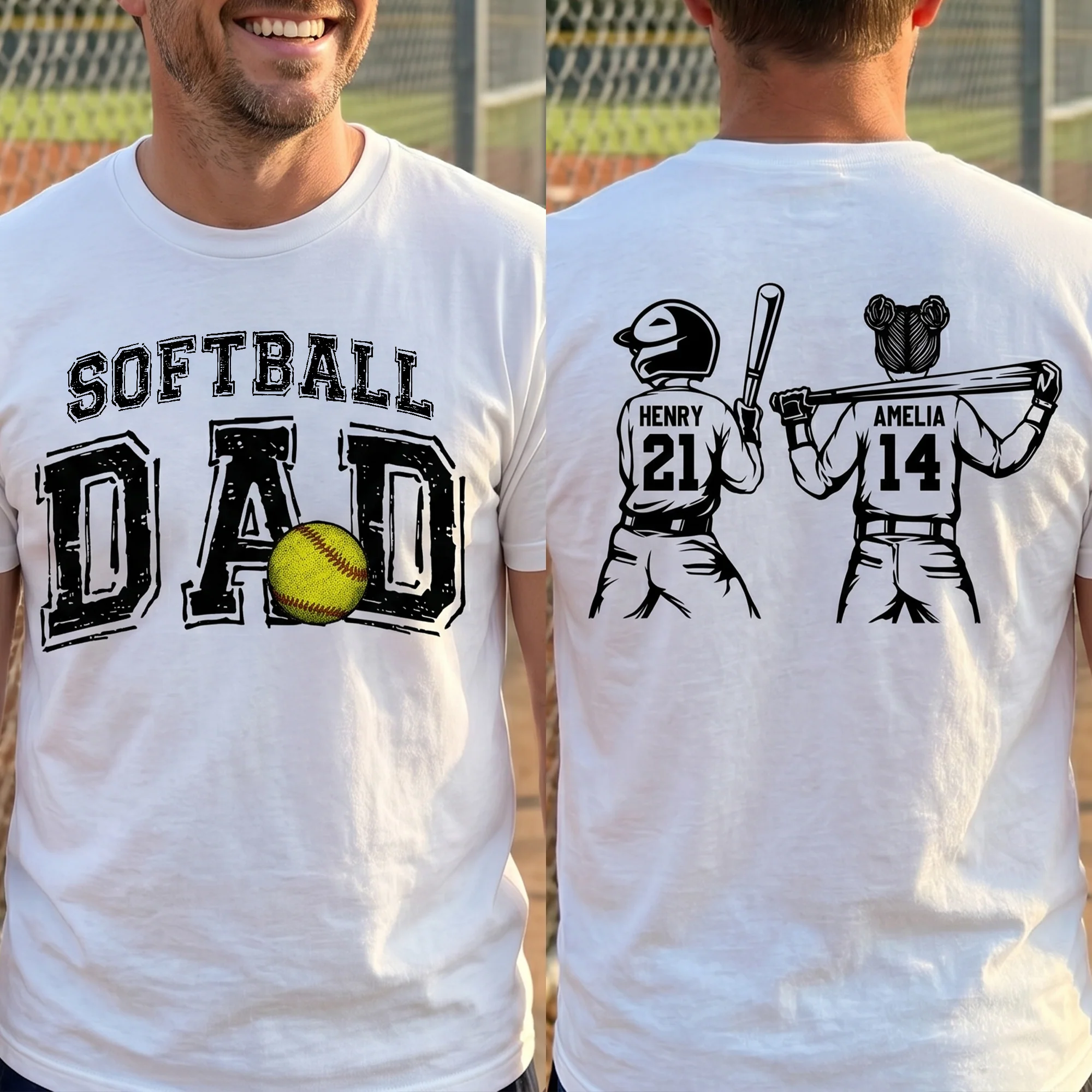 Father's Day Gifts, Softball Dad, Daddy, Grandpa - Personalized Shirt - Image 2