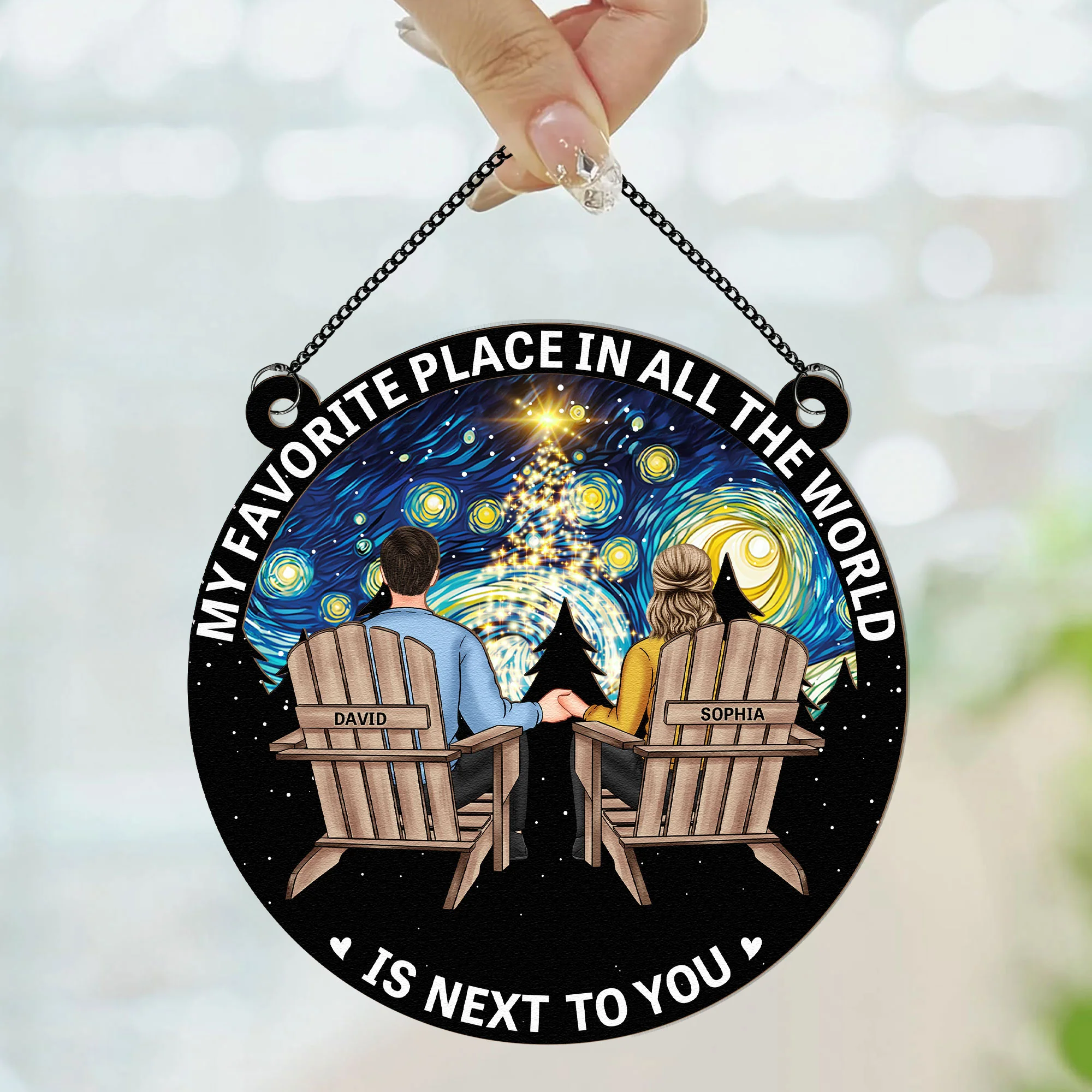 Favorite Place Is Next To You - Personalized Window Hanging Suncatcher Ornament - Image 2