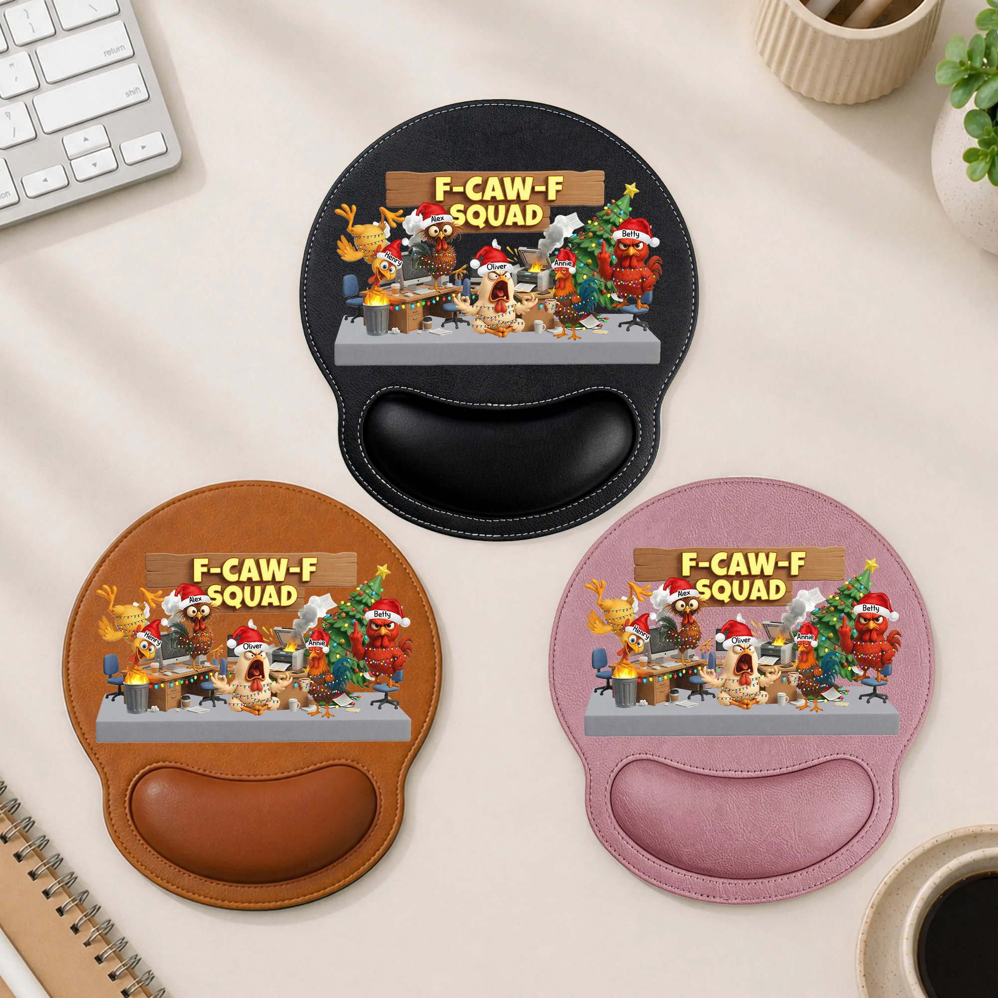 F-Caw-F Squad, Funny White Elephant Party Exchange Gift For Coworker Team - Personalized Mouse Pad - Image 2