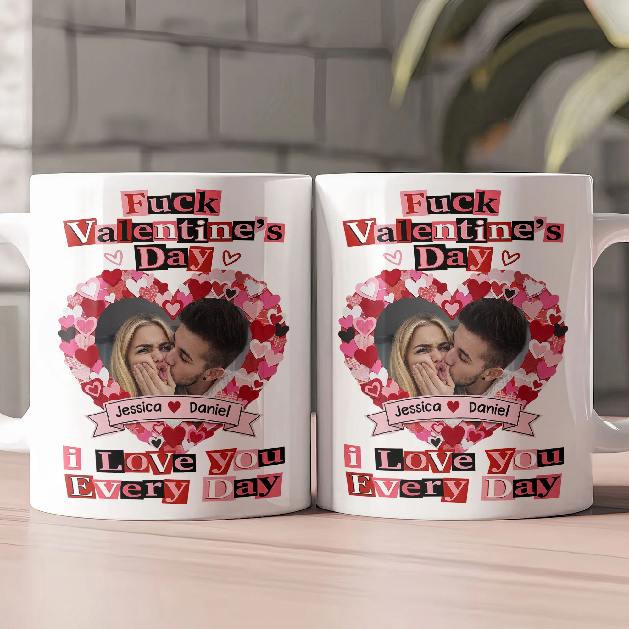 F()ck Valentine's Day I Love You Every Day - Ransom Note Style - Fun Valentines Gifts For Her - Personalized Photo Mug - Image 3