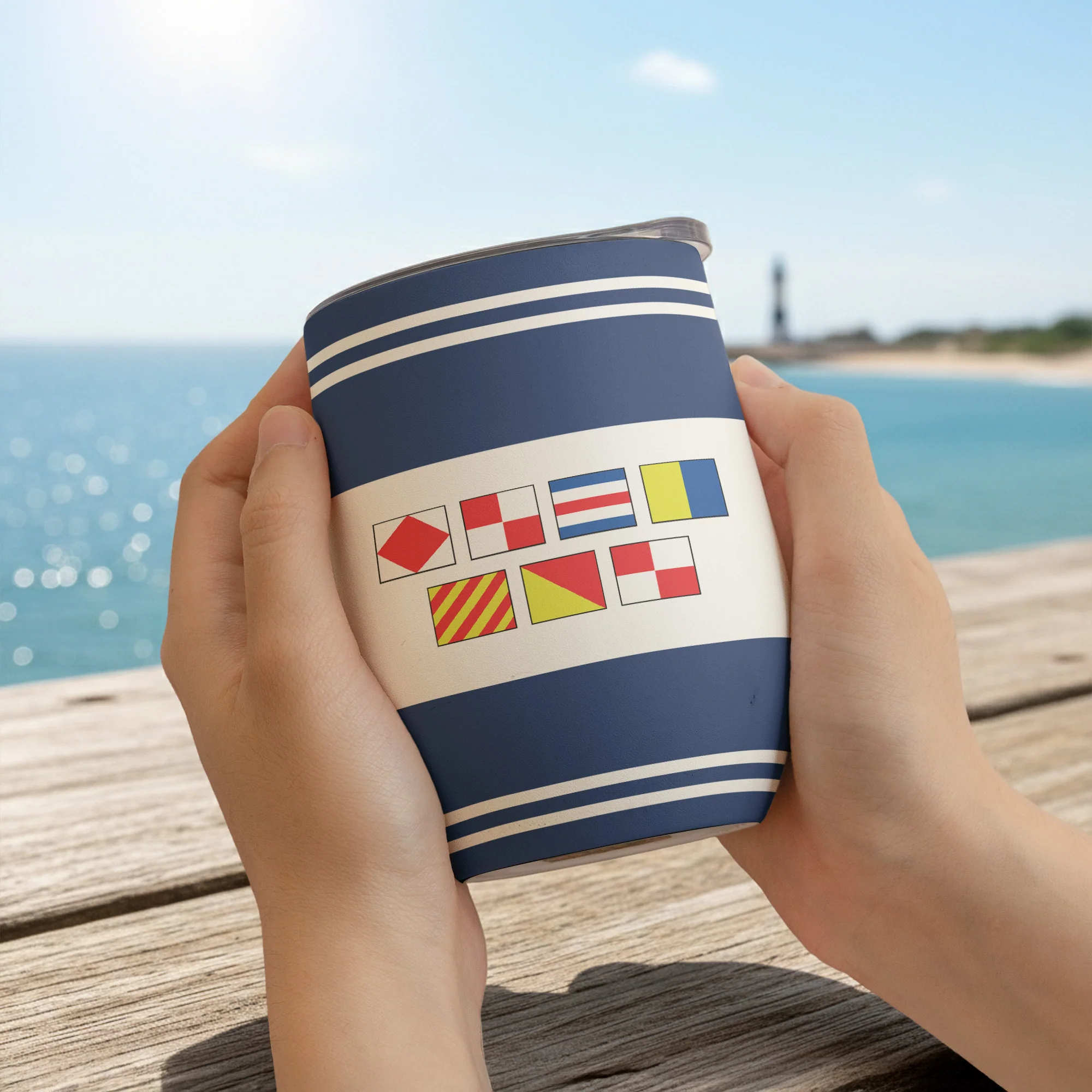 F()Ck You, F()Ck Off In Nautical Flag - Personalized Wine Tumbler - Image 2