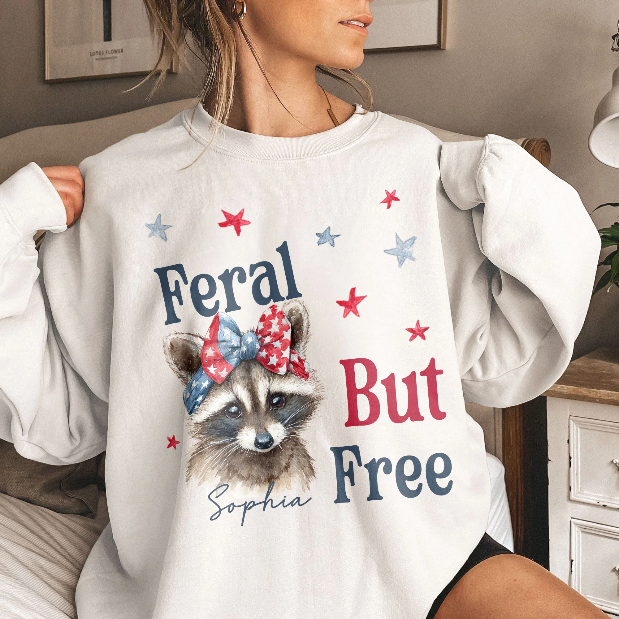 Feral But Free July 4th Racoon - Personalized Shirt - Image 4
