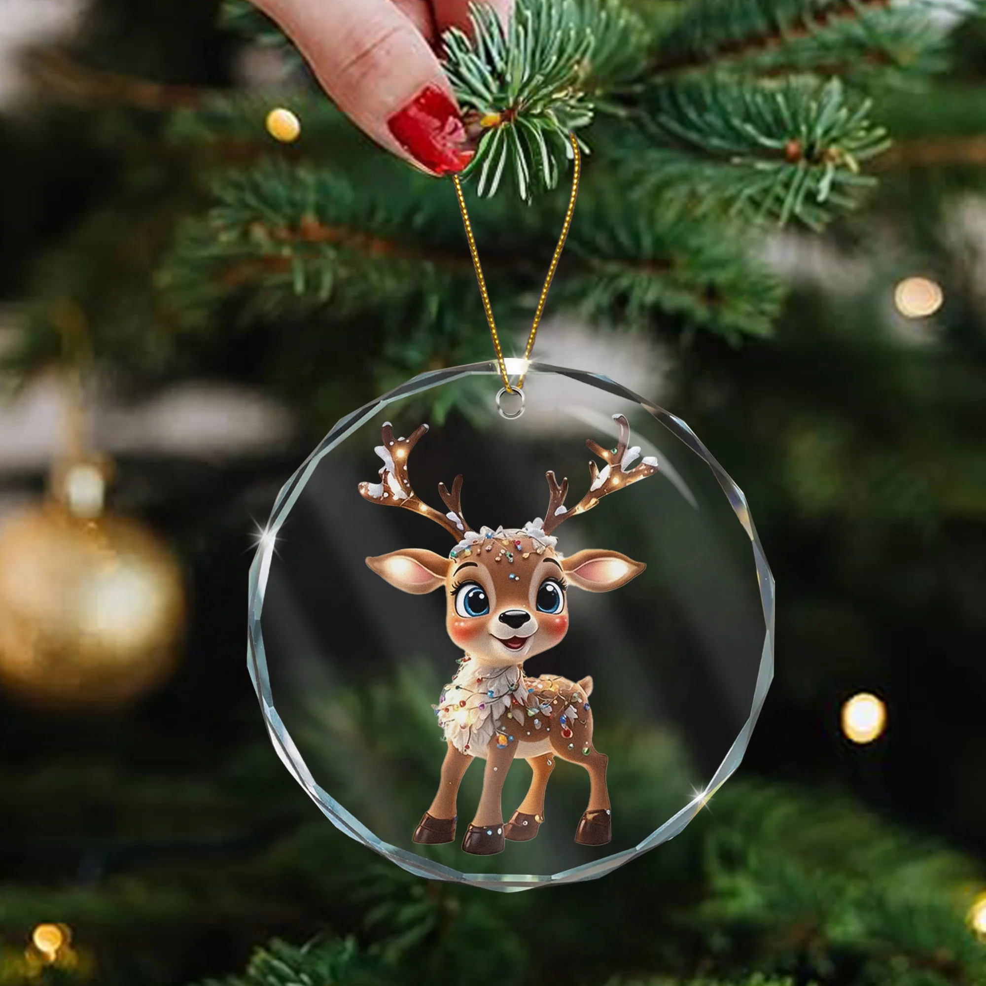 Festive Reindeer 2025 - Glass Ornament - Image 4