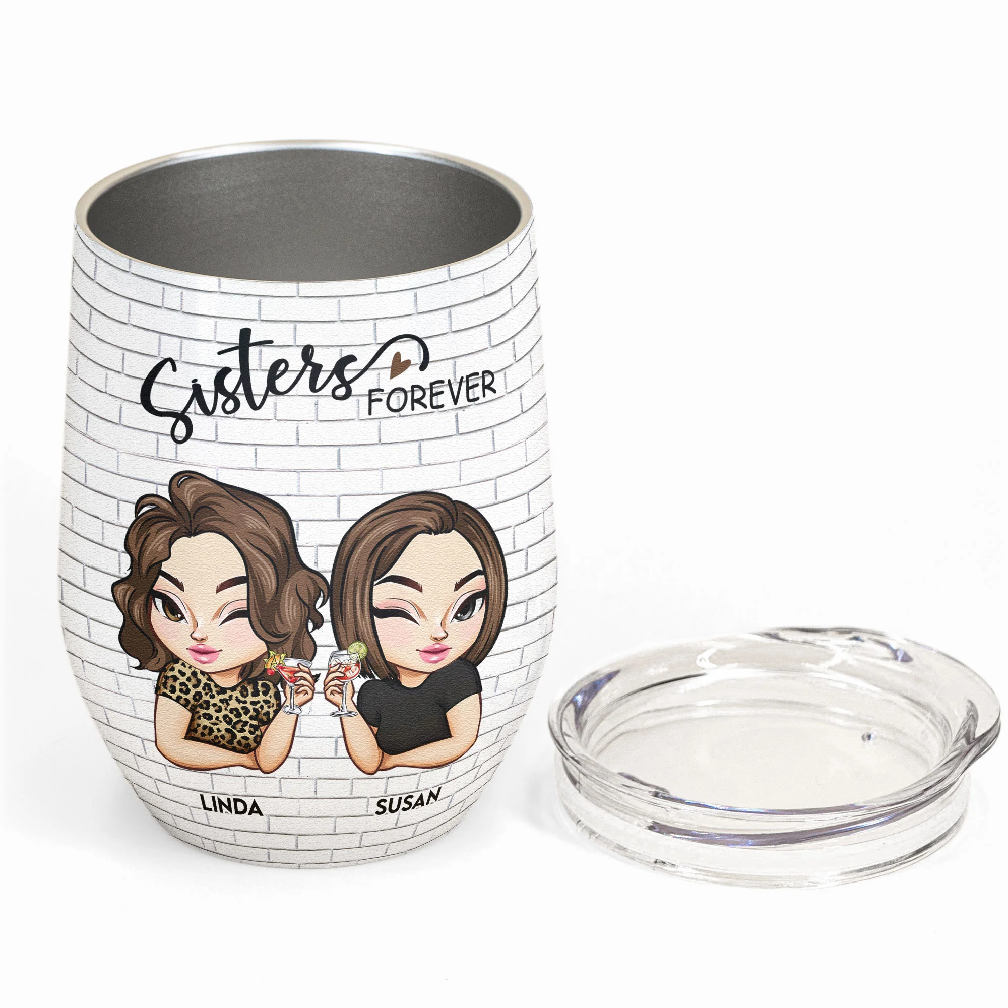 Fight A Bear For You Sister - Personalized Wine Tumbler - Image 4