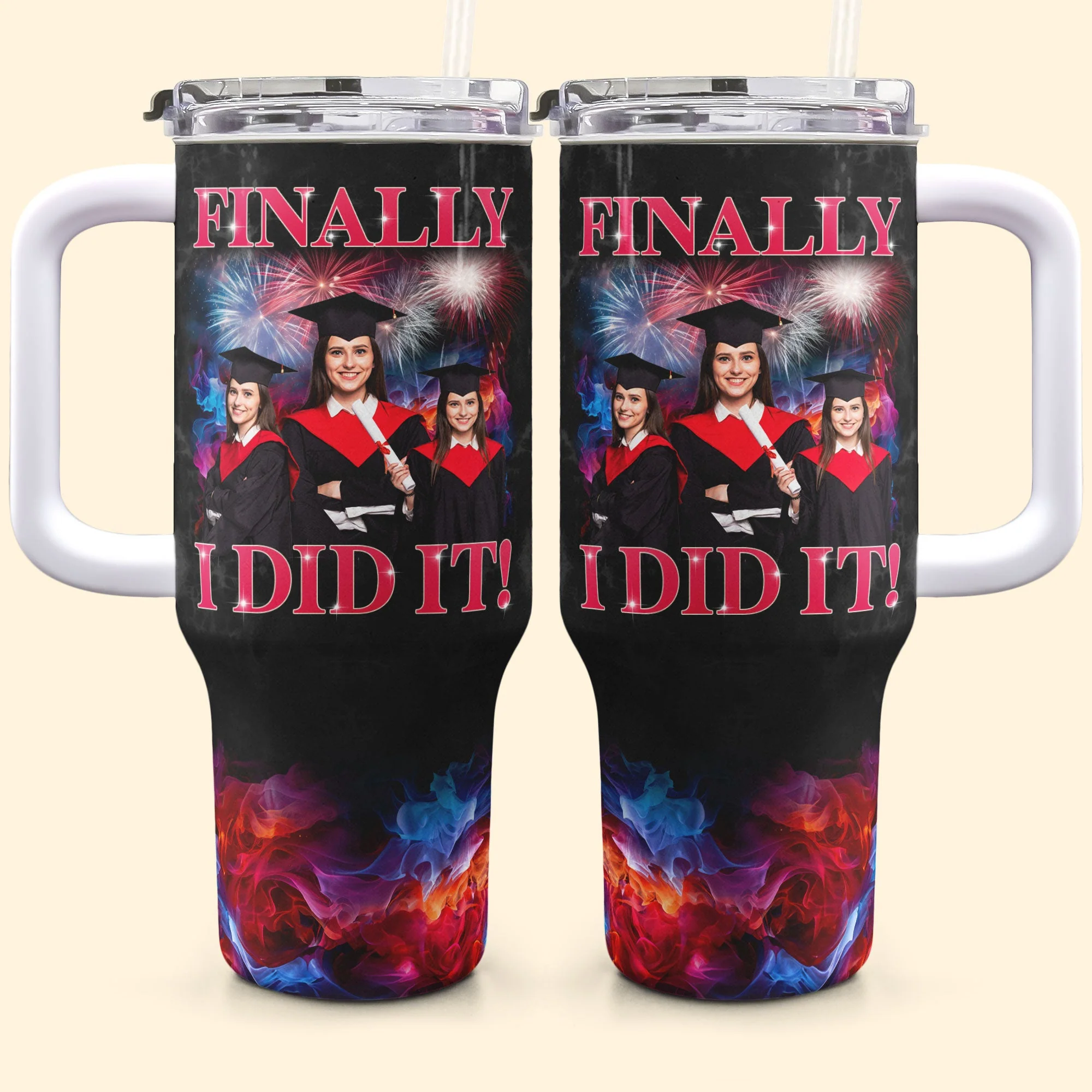 Finally I Did It - Personalized Photo 40oz Tumbler With Straw - Image 6