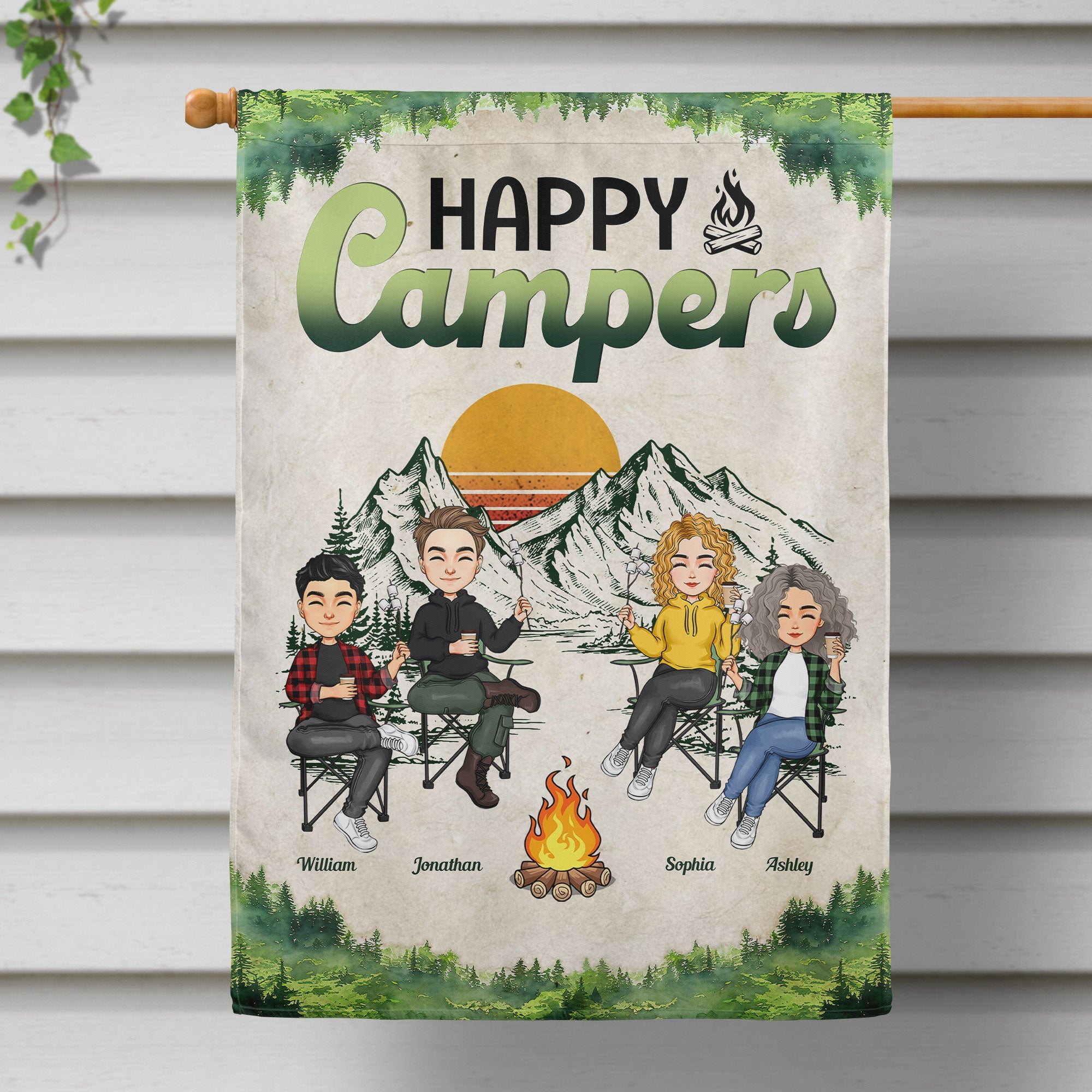 Fires Friends Fun Camping Crew - Personalized Flag - Image 4