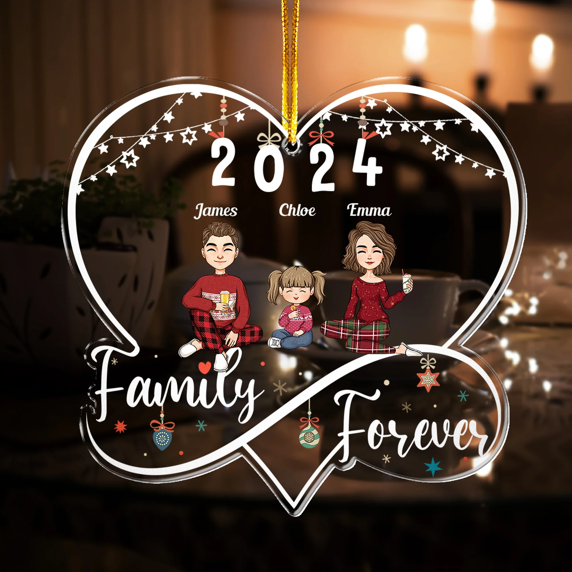 First Christmas As A Family Of Three - Personalized Acrylic Ornament - Image 3
