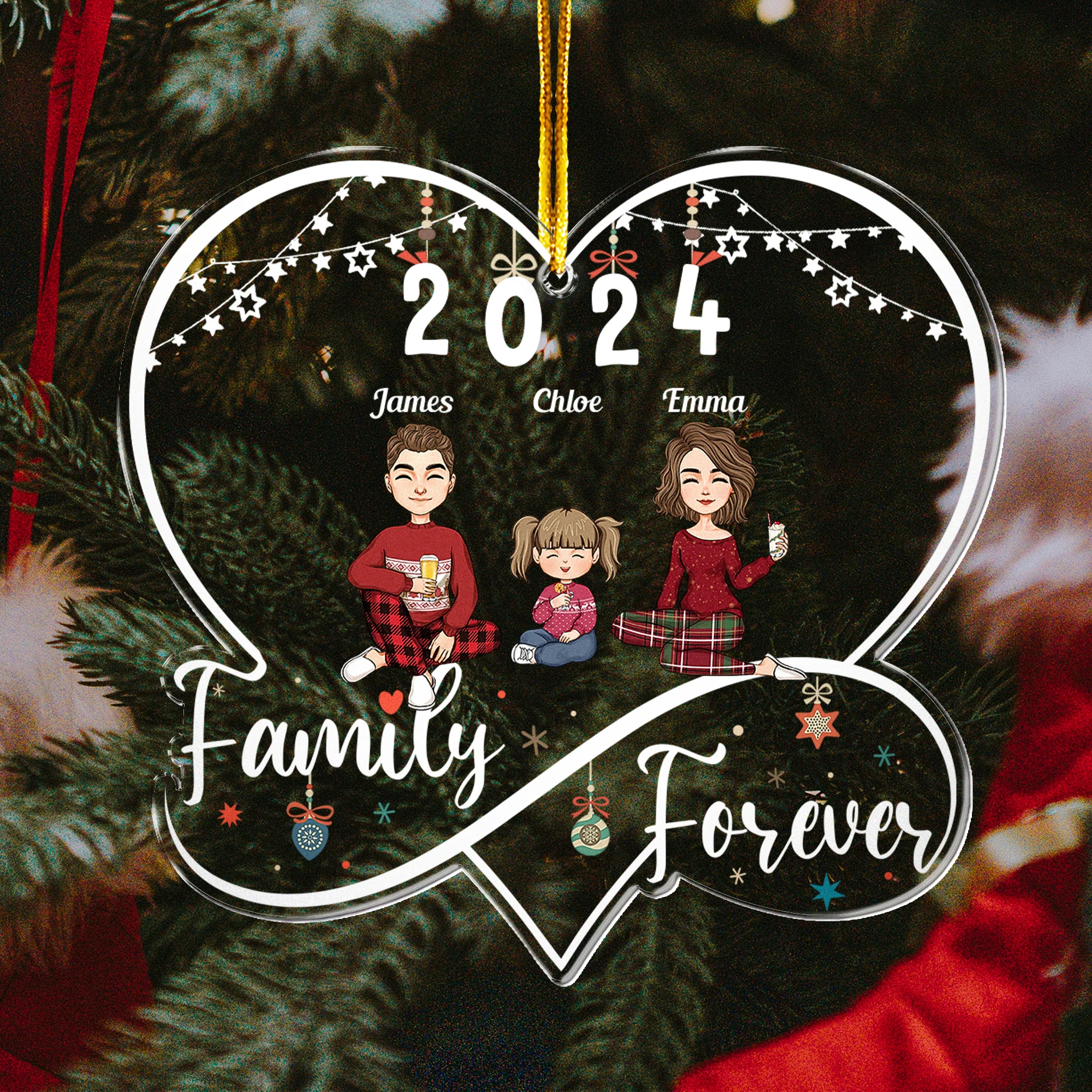 First Christmas As A Family Of Three - Personalized Acrylic Ornament - Image 5