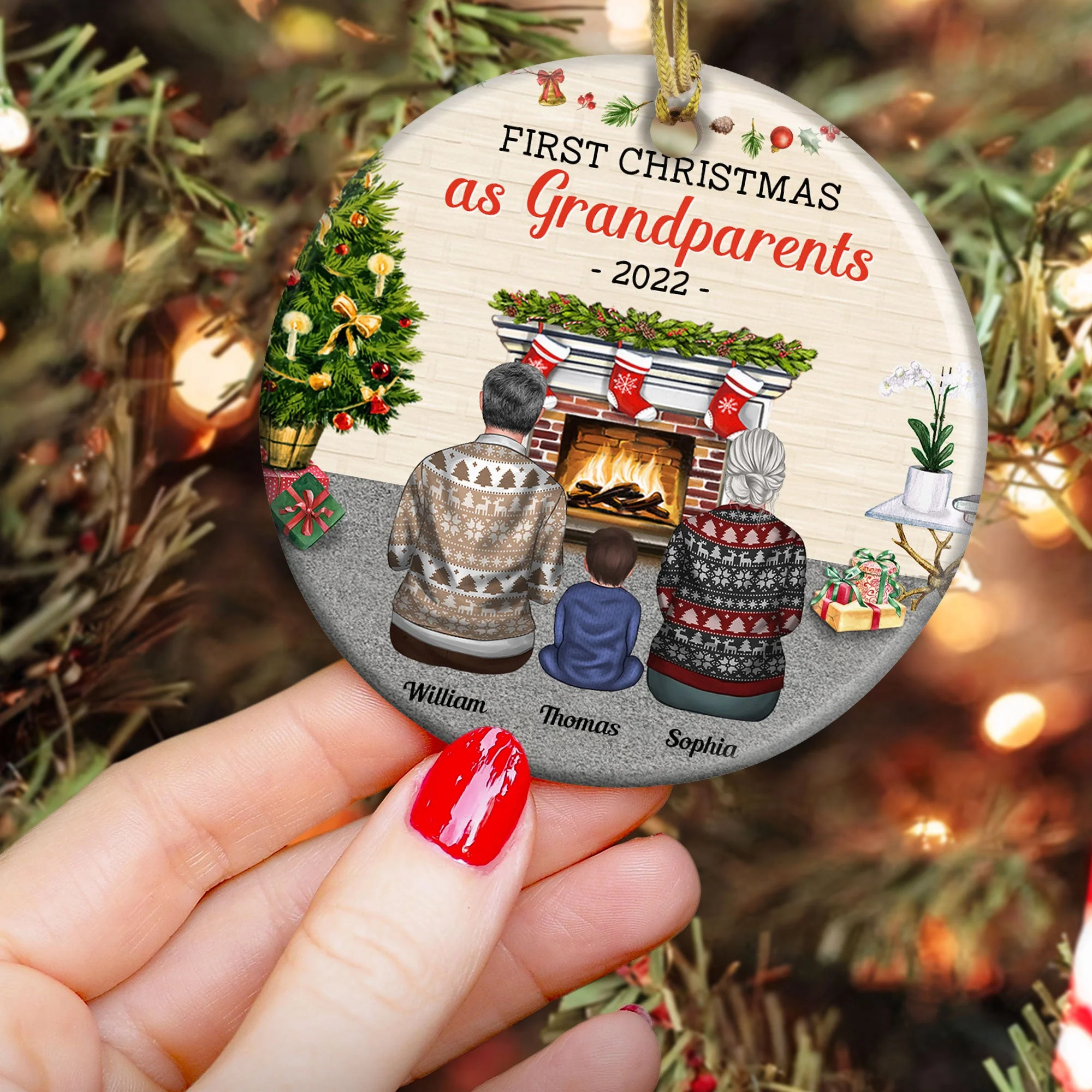 First Christmas As Grandparents - Personalized Ceramic Ornament - Christmas, Loving Gift For Grandparents, Grandma, Grandpa - Image 4