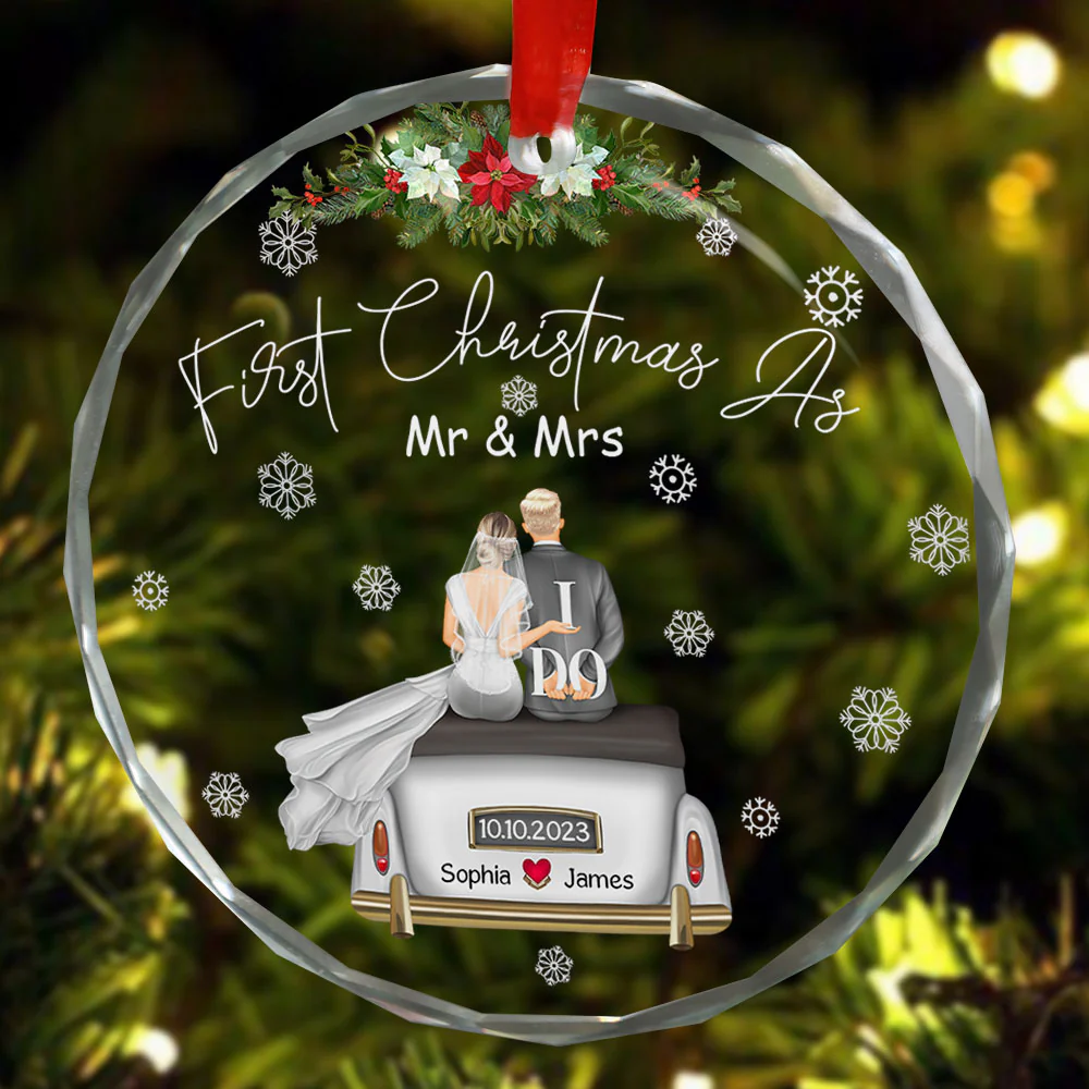 First Christmas As Mr & Mrs - Personalized Glass Ornament - Image 2