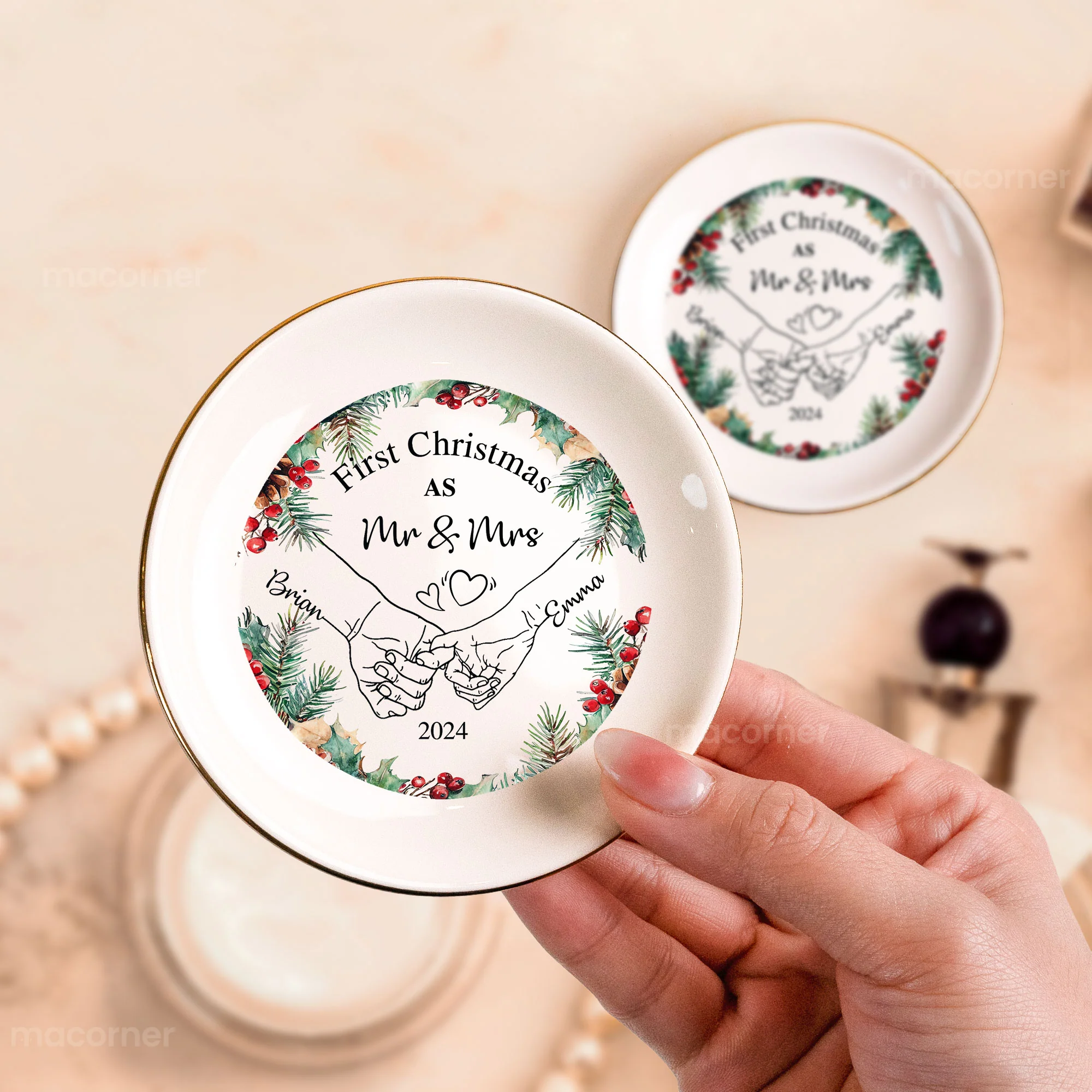 First Christmas As Mr & Mrs - Personalized Jewelry Dish - Image 4