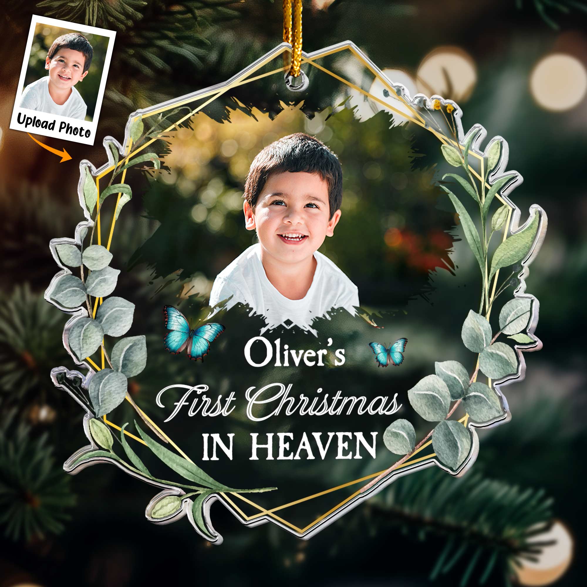 First Christmas In Heaven - Personalized Acrylic Photo Ornament - Image 2
