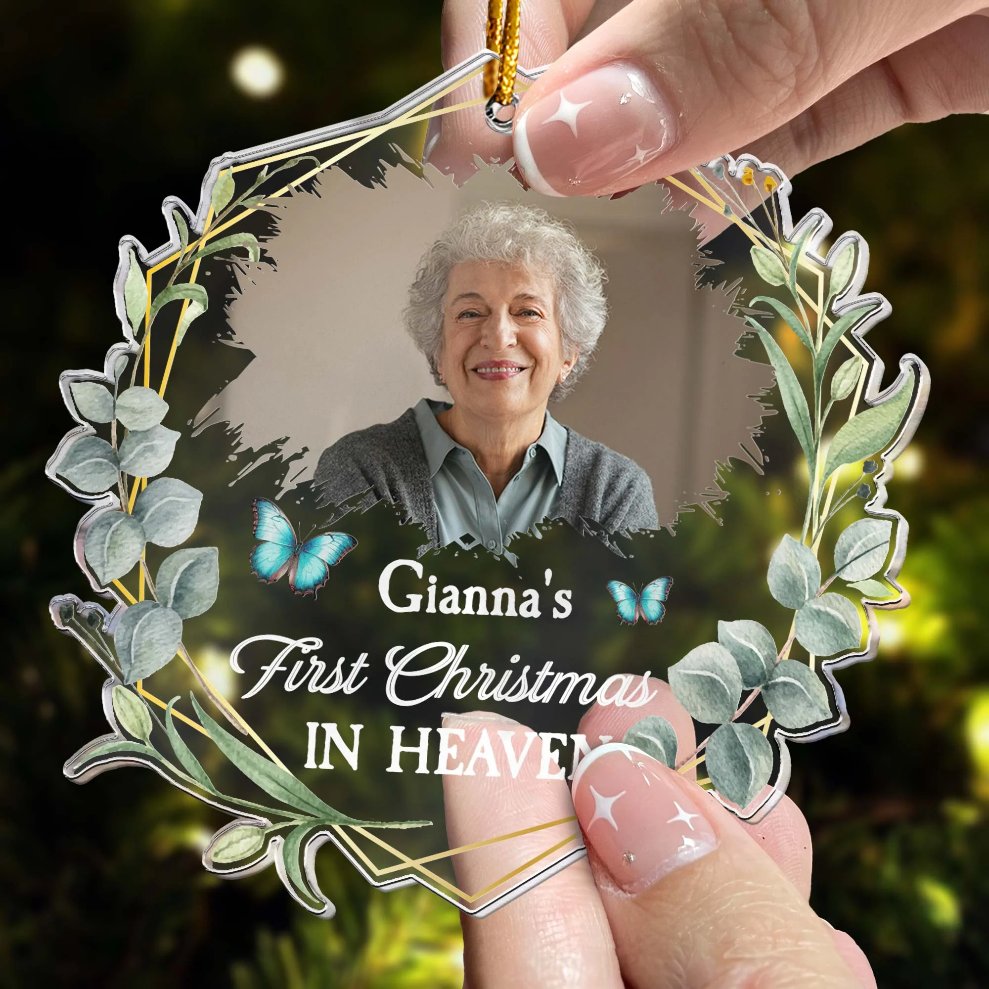 First Christmas In Heaven - Personalized Acrylic Photo Ornament - Image 4