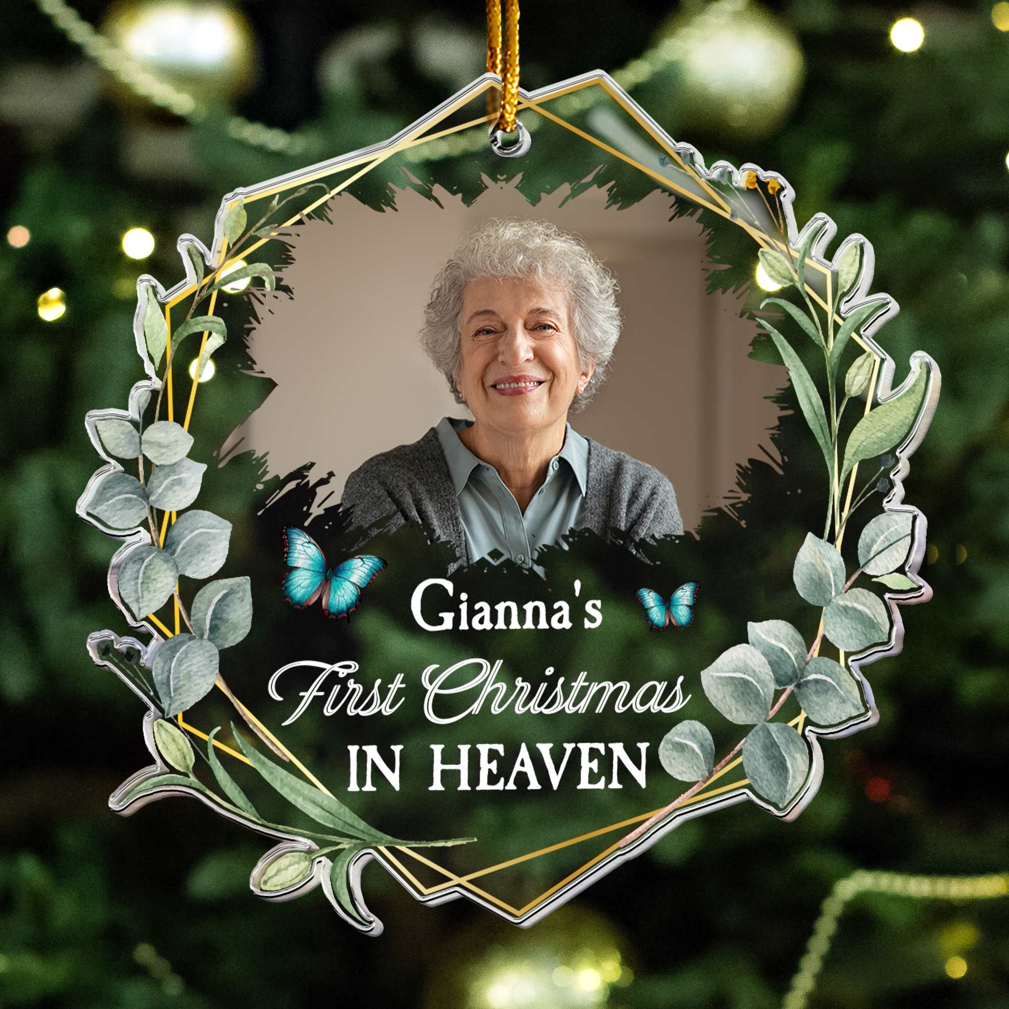 First Christmas In Heaven - Personalized Acrylic Photo Ornament - Image 5