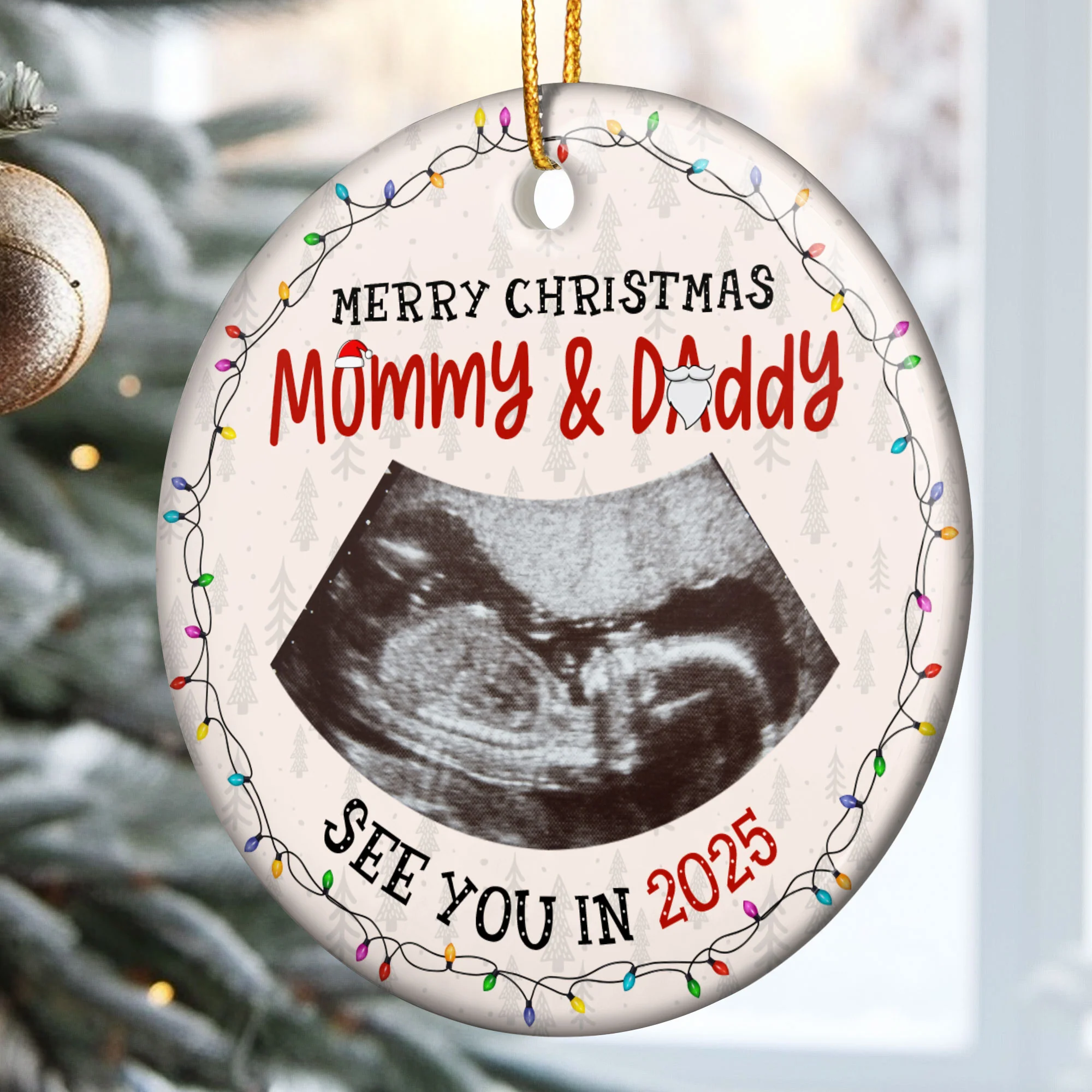 First Christmas Mommy & Daddy - Personalized Ceramic Photo Ornament - Image 2