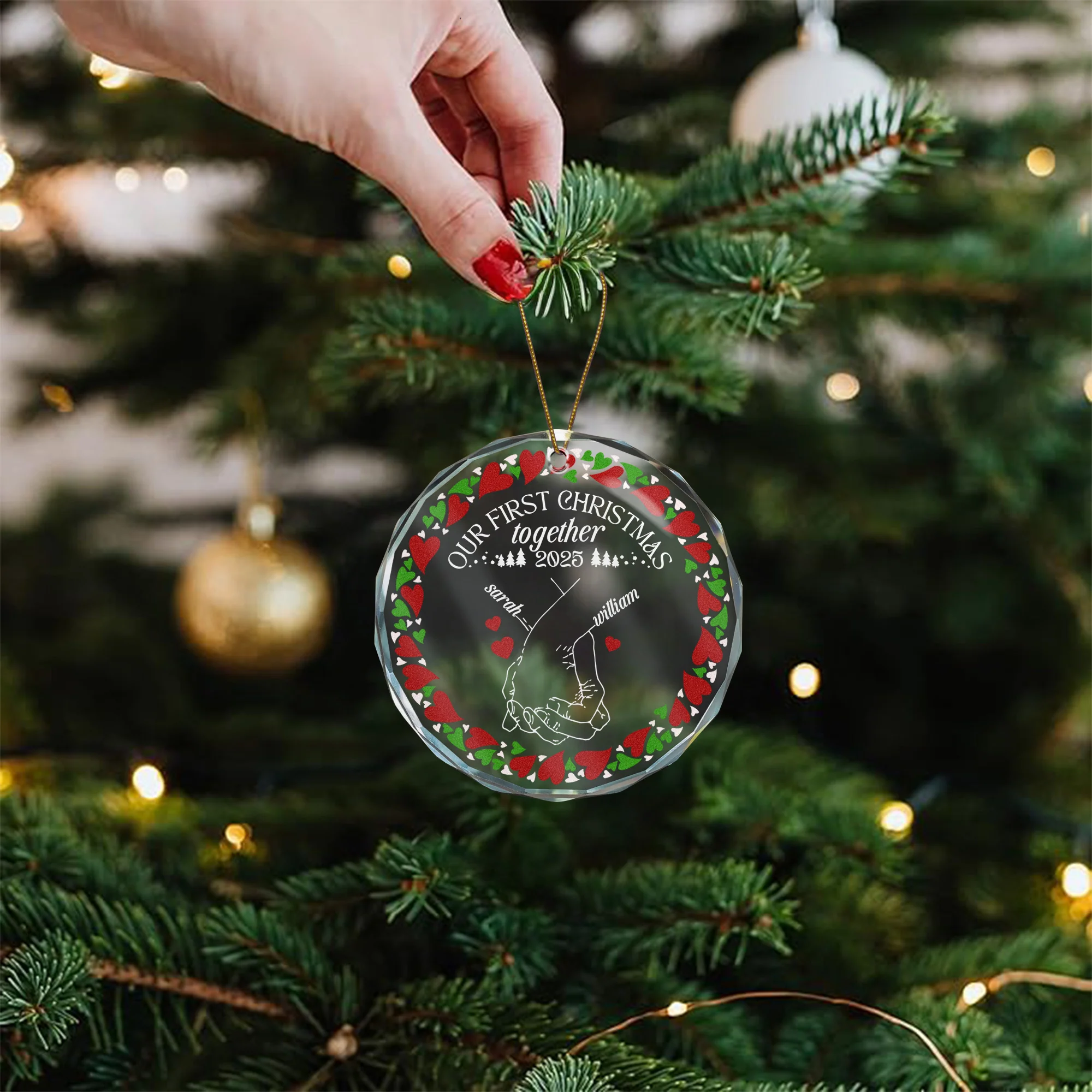 First Christmas Together - Personalized Glass Ornament - Image 4