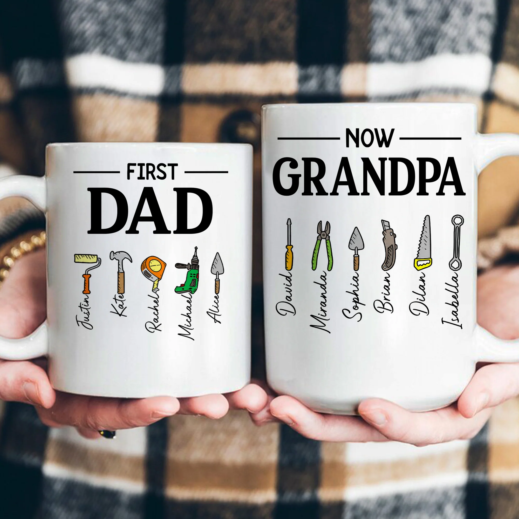 First Dad Now Grandpa Mug With Kids' Names, Daddy Papa Garage, New Grandpa Father's Day Gifts - Personalized Mug - Image 5