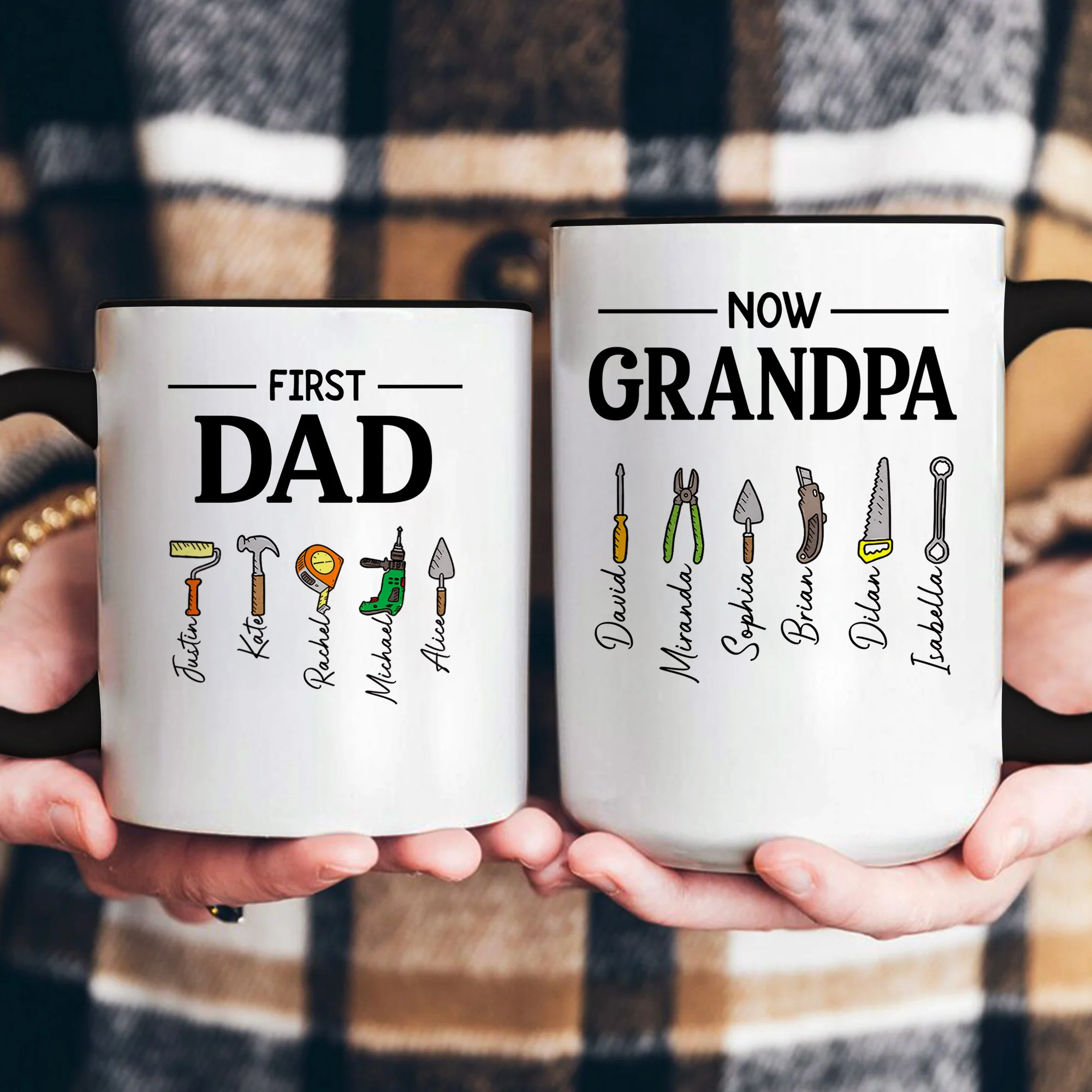 First Dad Now Grandpa Mug With Kids' Names, Daddy Papa Garage, New Grandpa Father's Day Gifts - Personalized Mug - Image 8