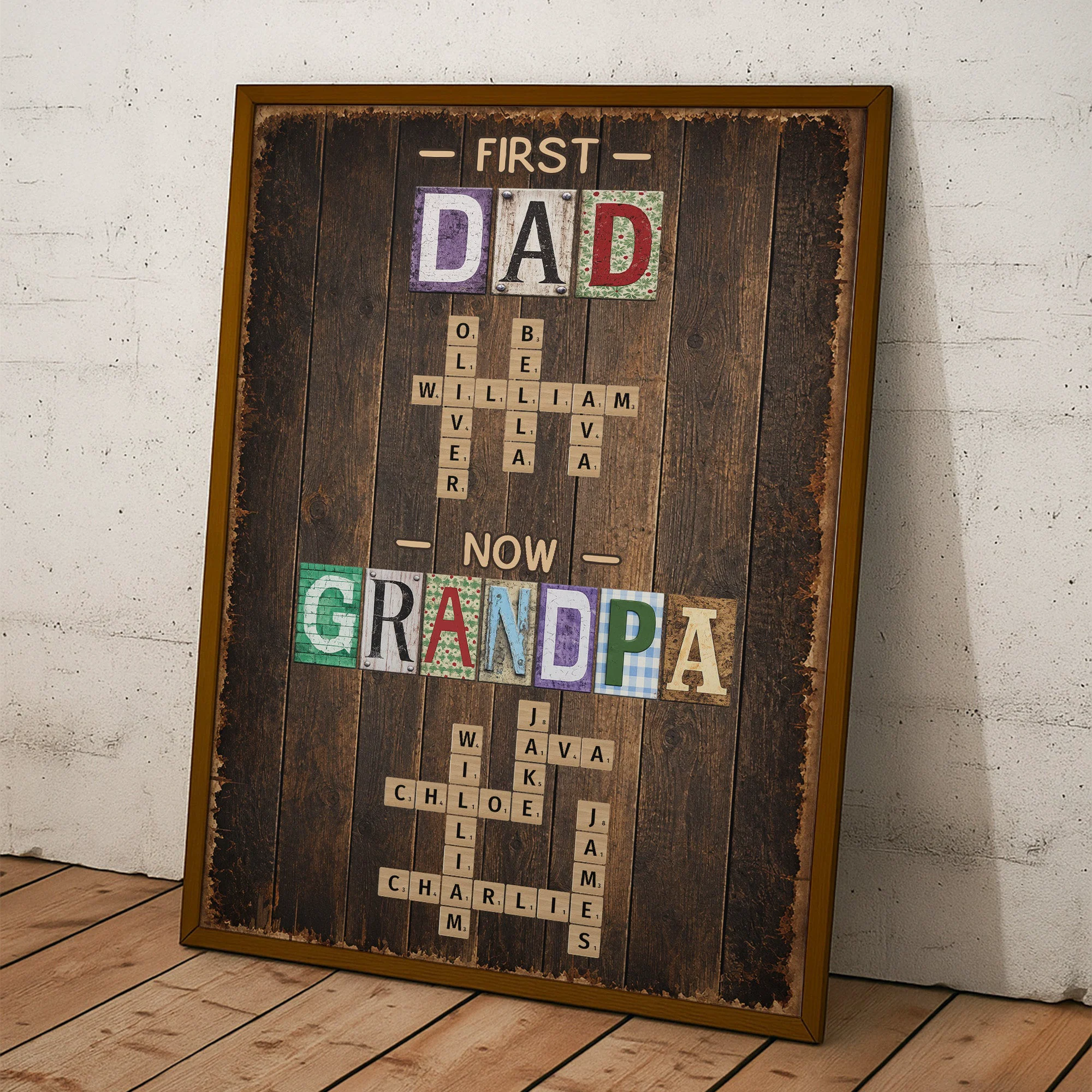 First Dad Now Grandpa Names Crossword - Personalized Poster - Image 4