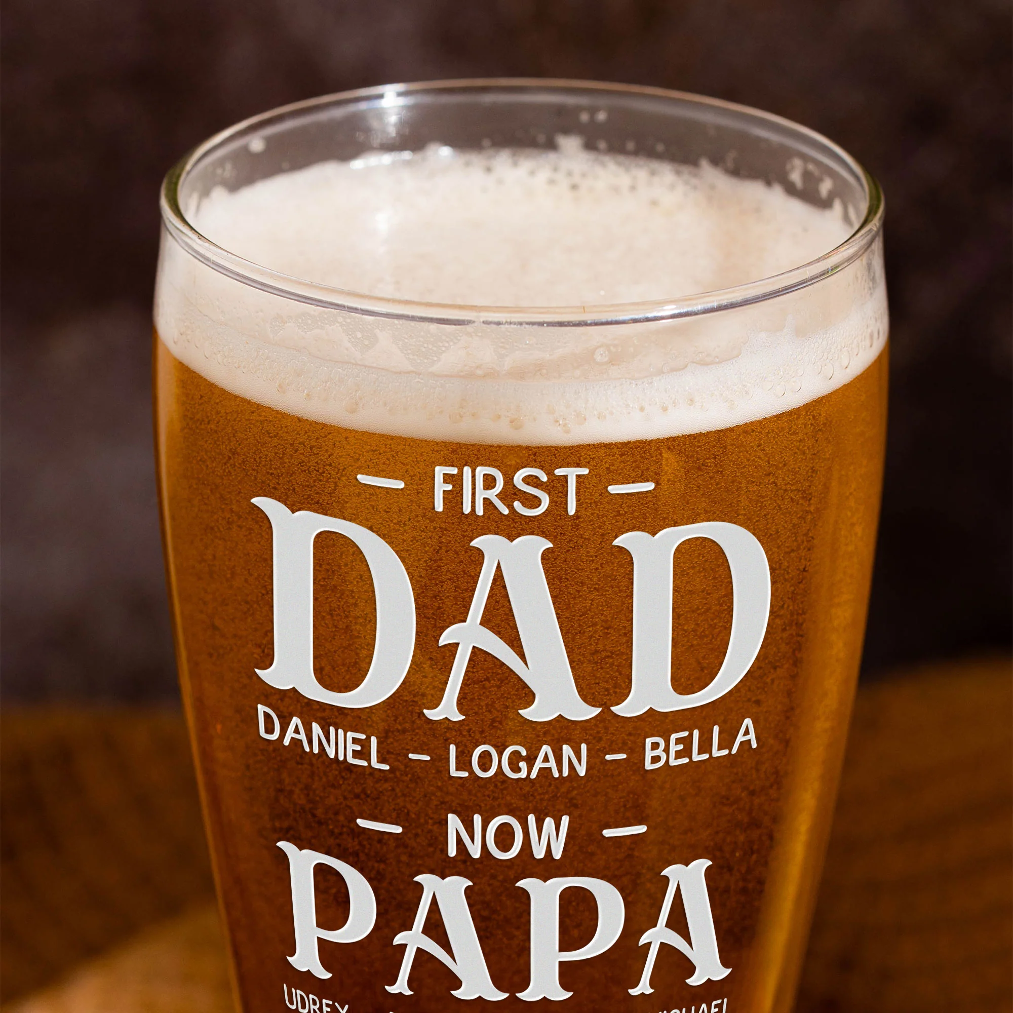 First Dad Now Papa - Personalized Pilsner Glass - Image 5