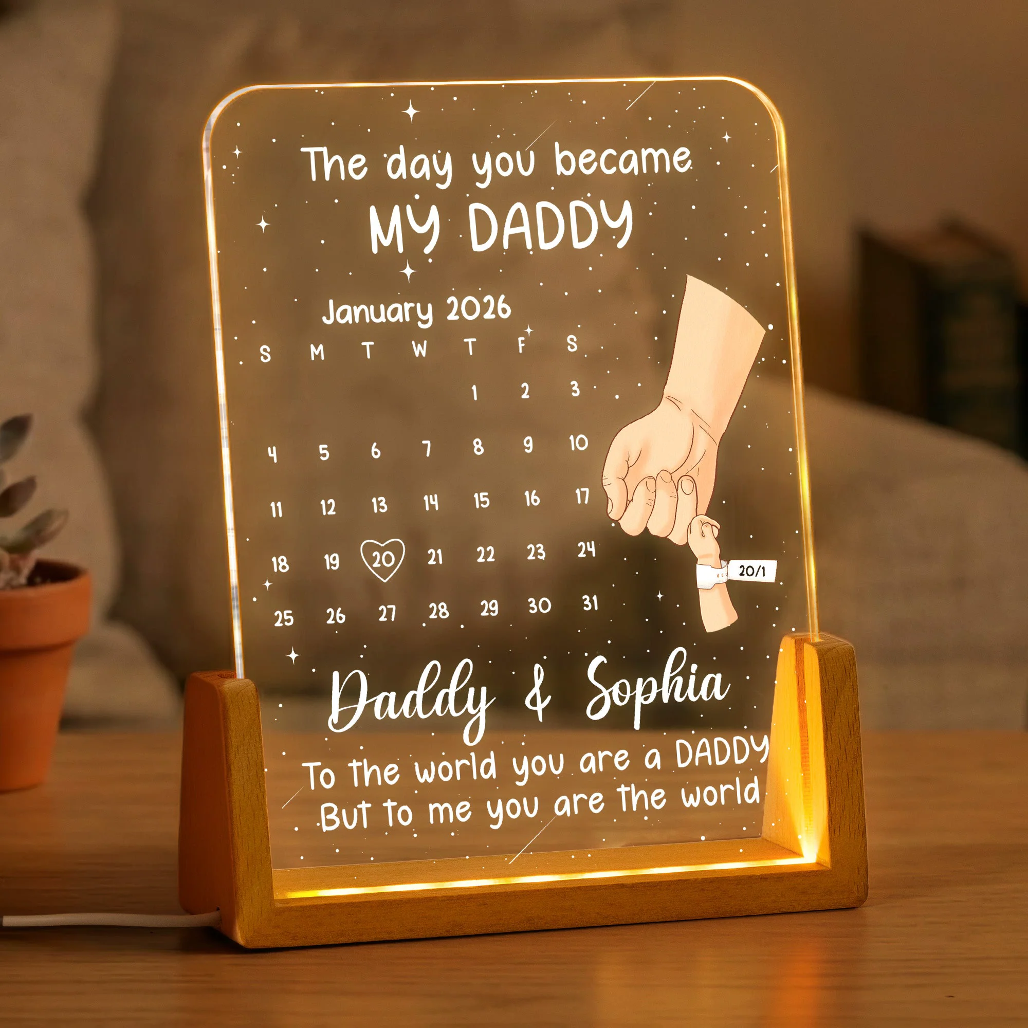 First Father's Day Gift - The Day You Became My Daddy - Custom Calendar - Personalized Night Light
