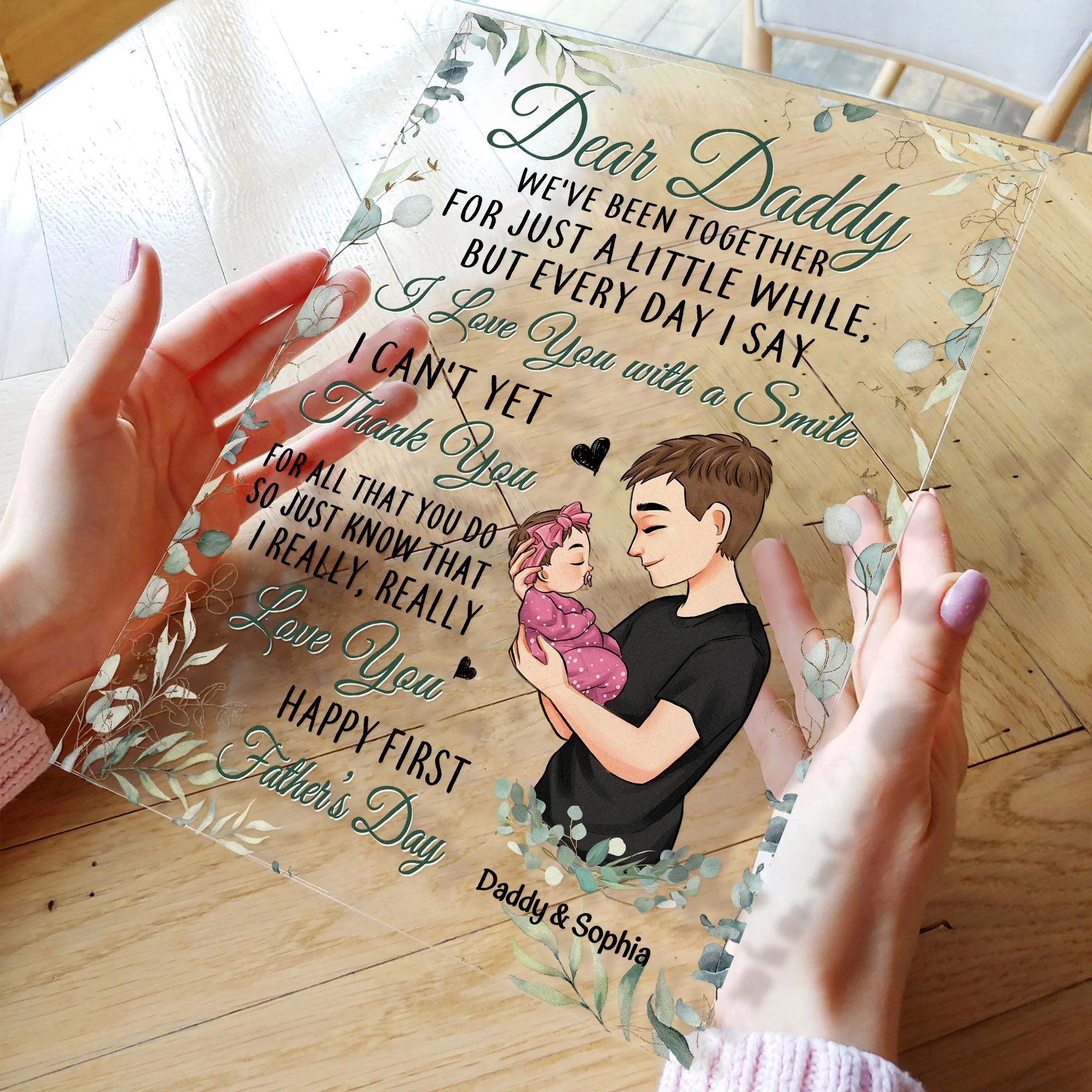 First Father's Day - I Love You With A Smile - Personalized Acrylic Plaque - Image 3