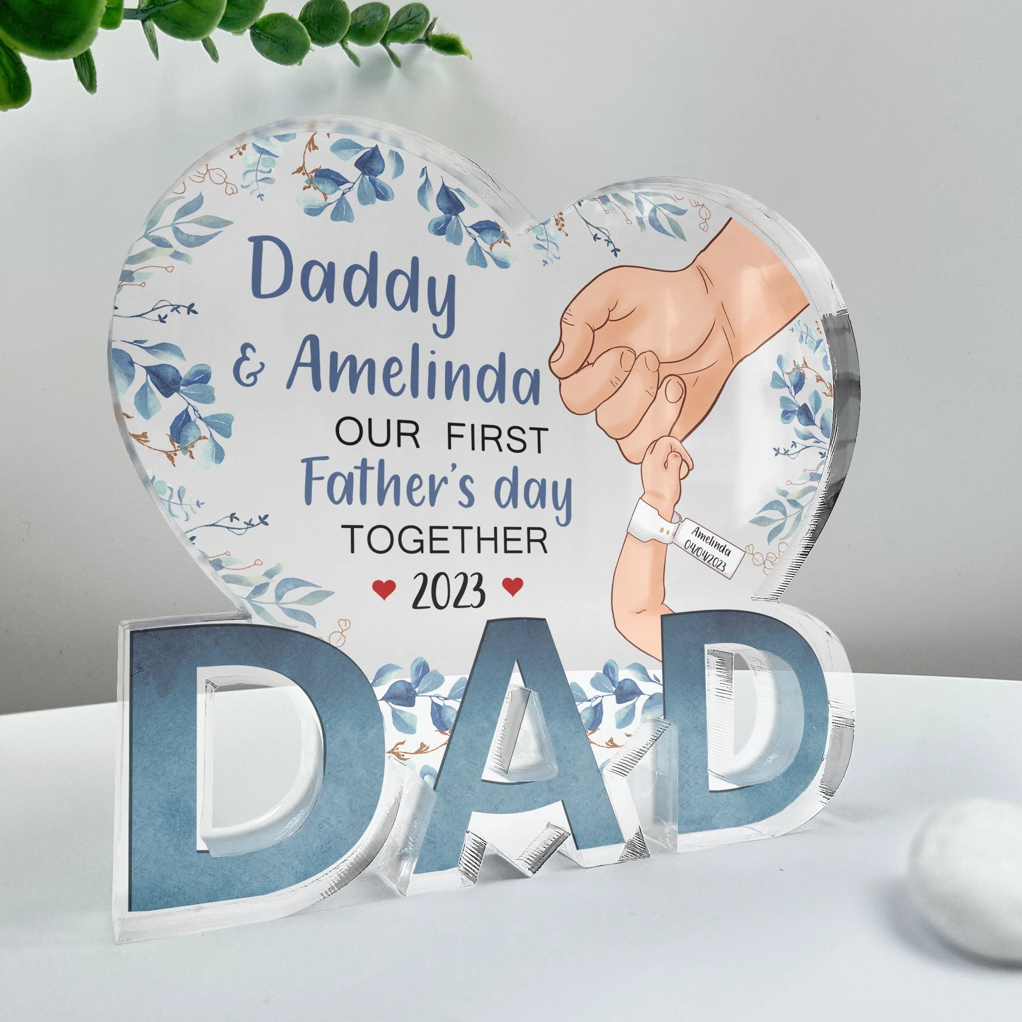 First Father's Day Together - Personalized Custom Dad-Shaped Acrylic Plaque - Image 2