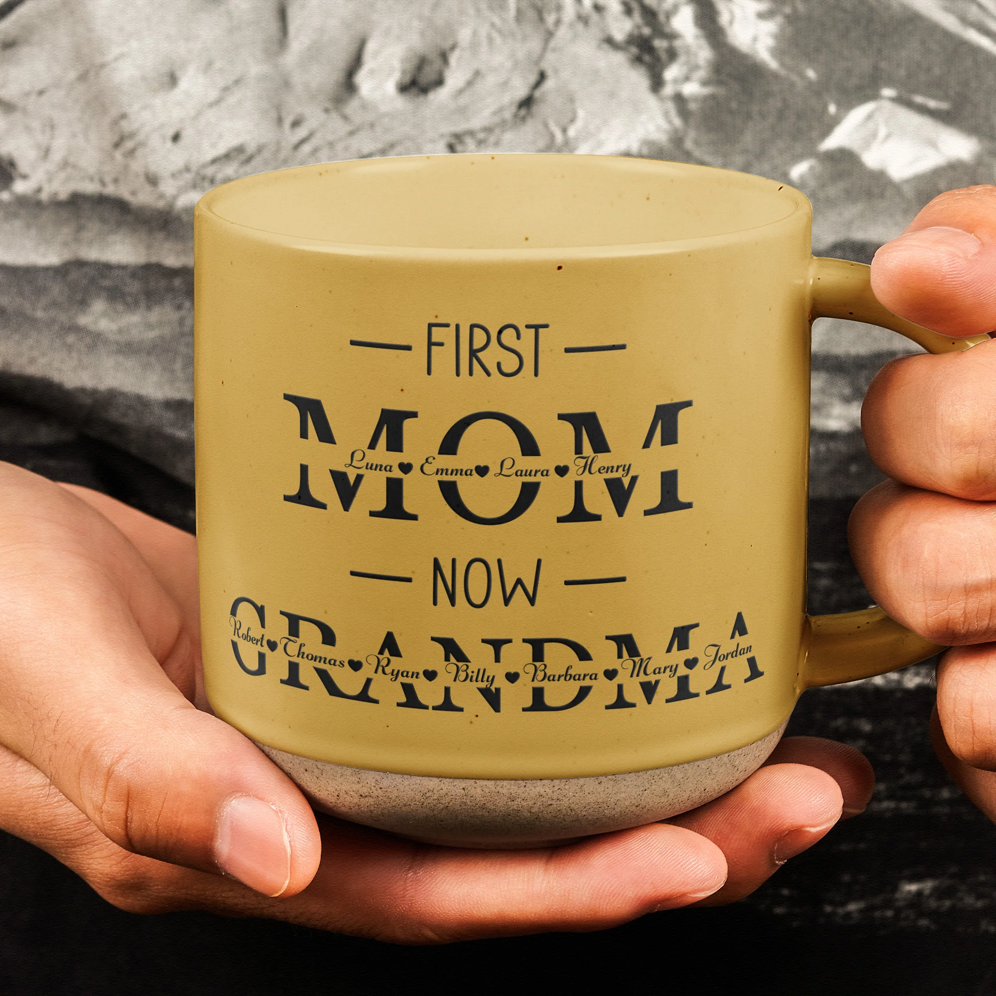 First Mom Now Grandma Custom Name - Personalized Pottery Mug - Image 2