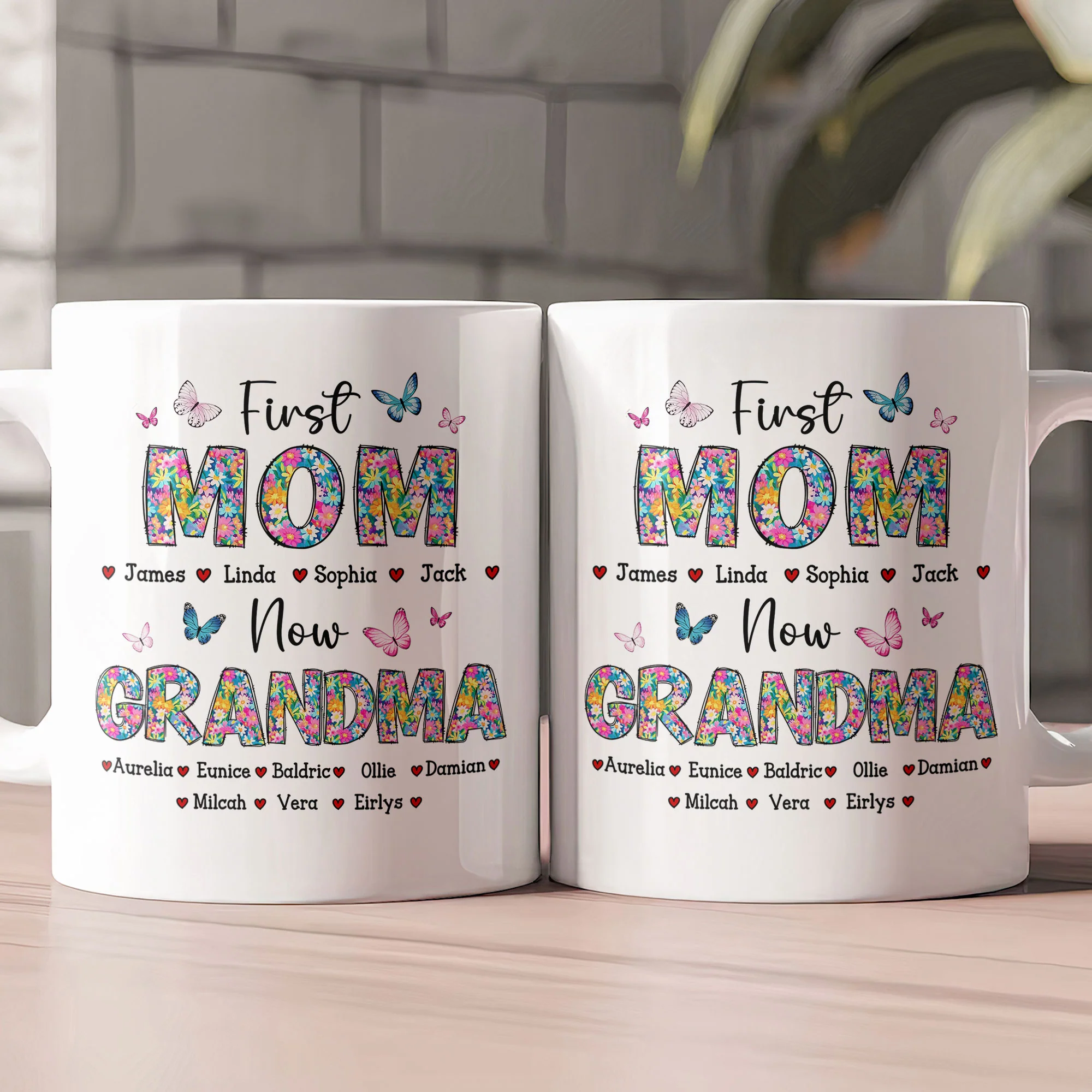 First Mom Now Grandma Floral - Personalized Mug - Image 2
