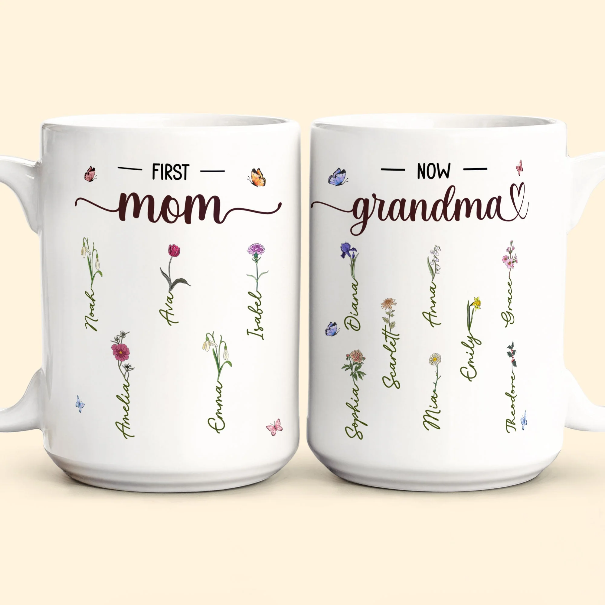 First Mom Now Grandma - Personalized Mug - Image 5