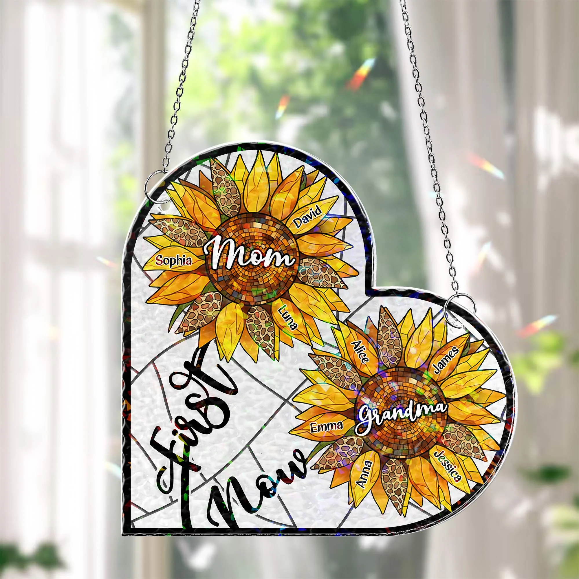 First Mom Now Grandma - Personalized Window Corner Suncatcher - Image 2