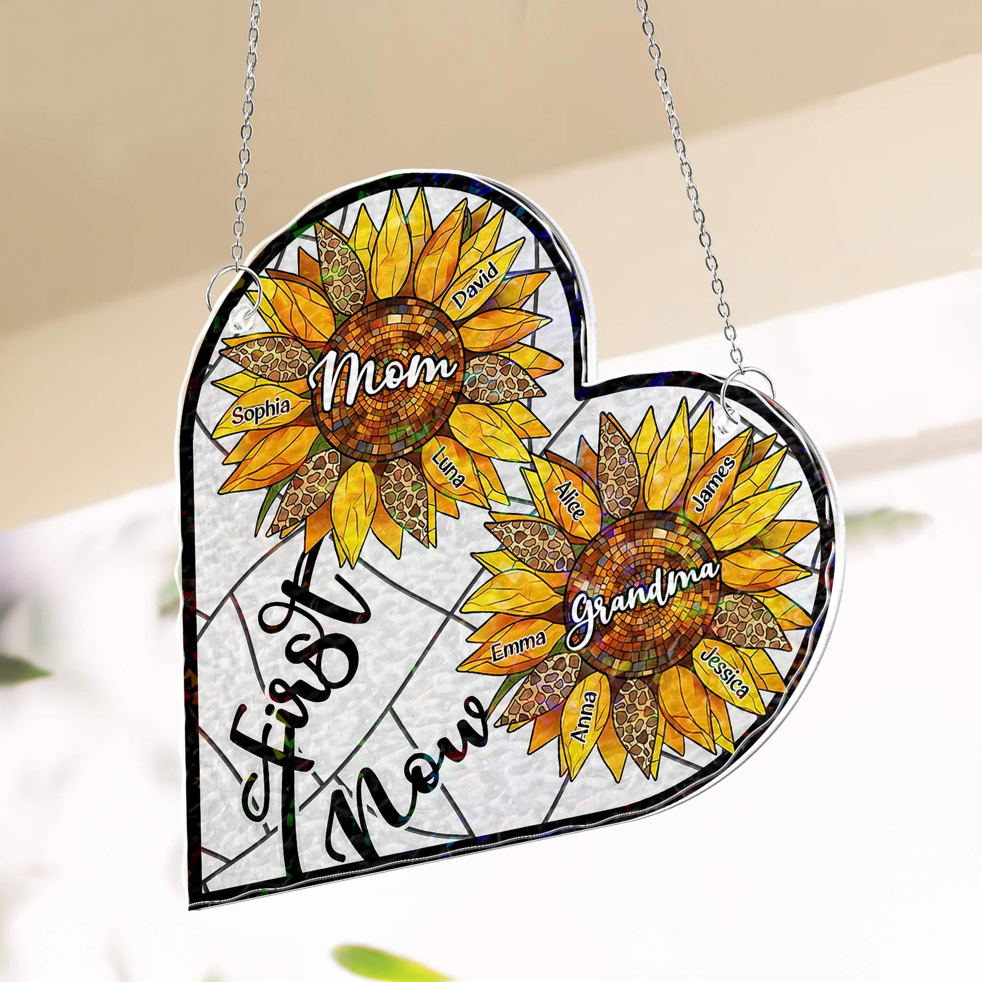 First Mom Now Grandma - Personalized Window Corner Suncatcher - Image 4