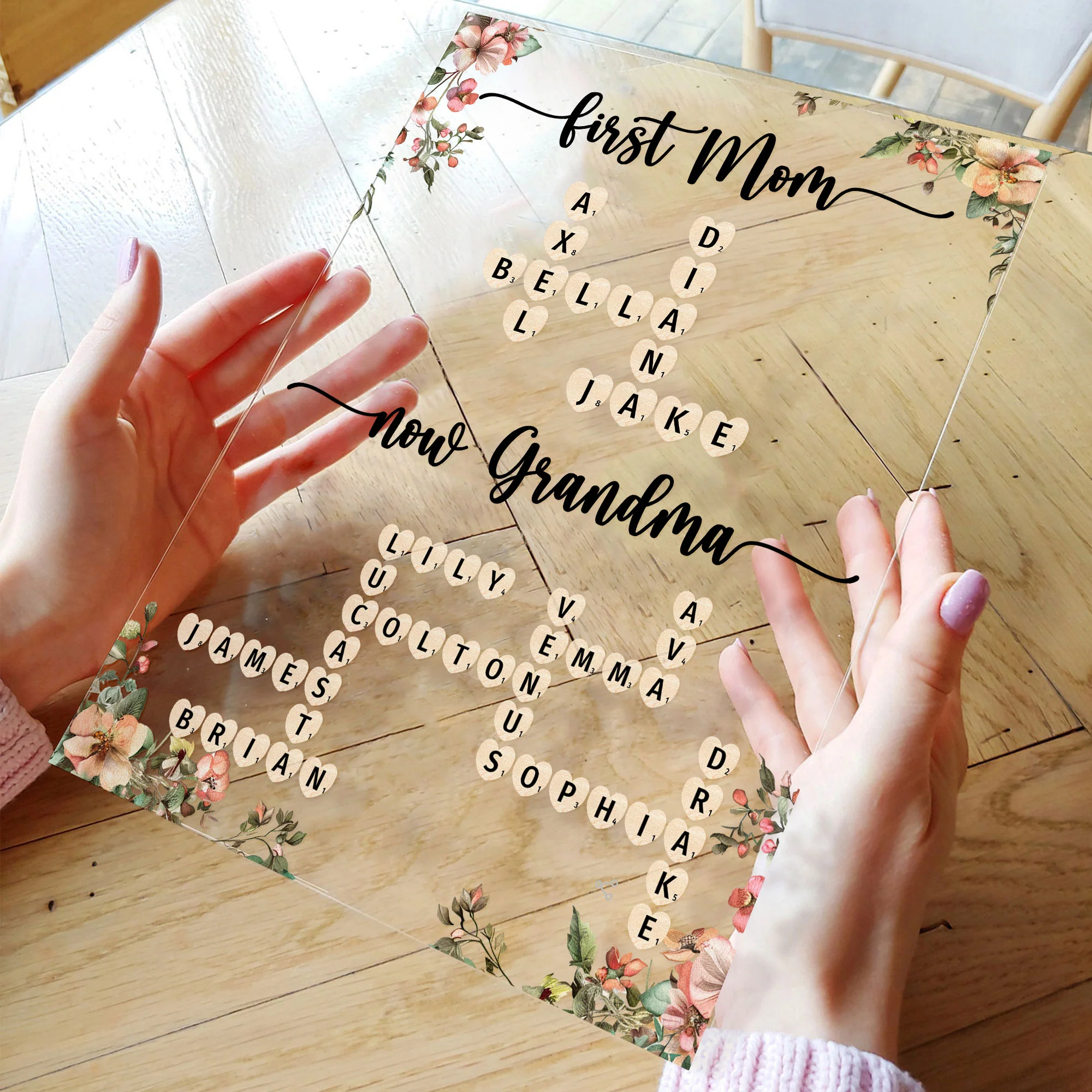 First Mom Now Grandma Scrabble Name - Personalized Acrylic Plaque - Image 3