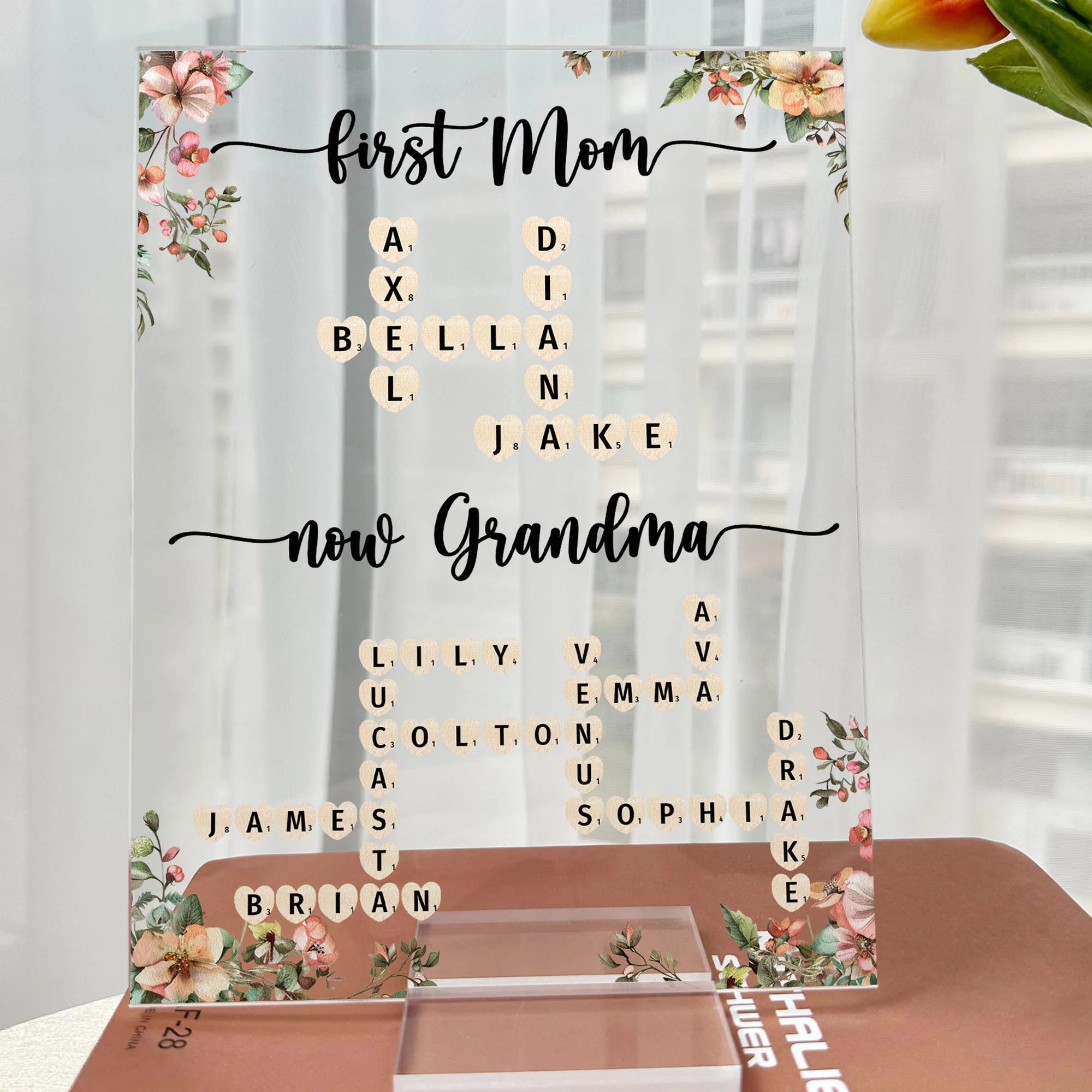 First Mom Now Grandma Scrabble Name - Personalized Acrylic Plaque - Image 6