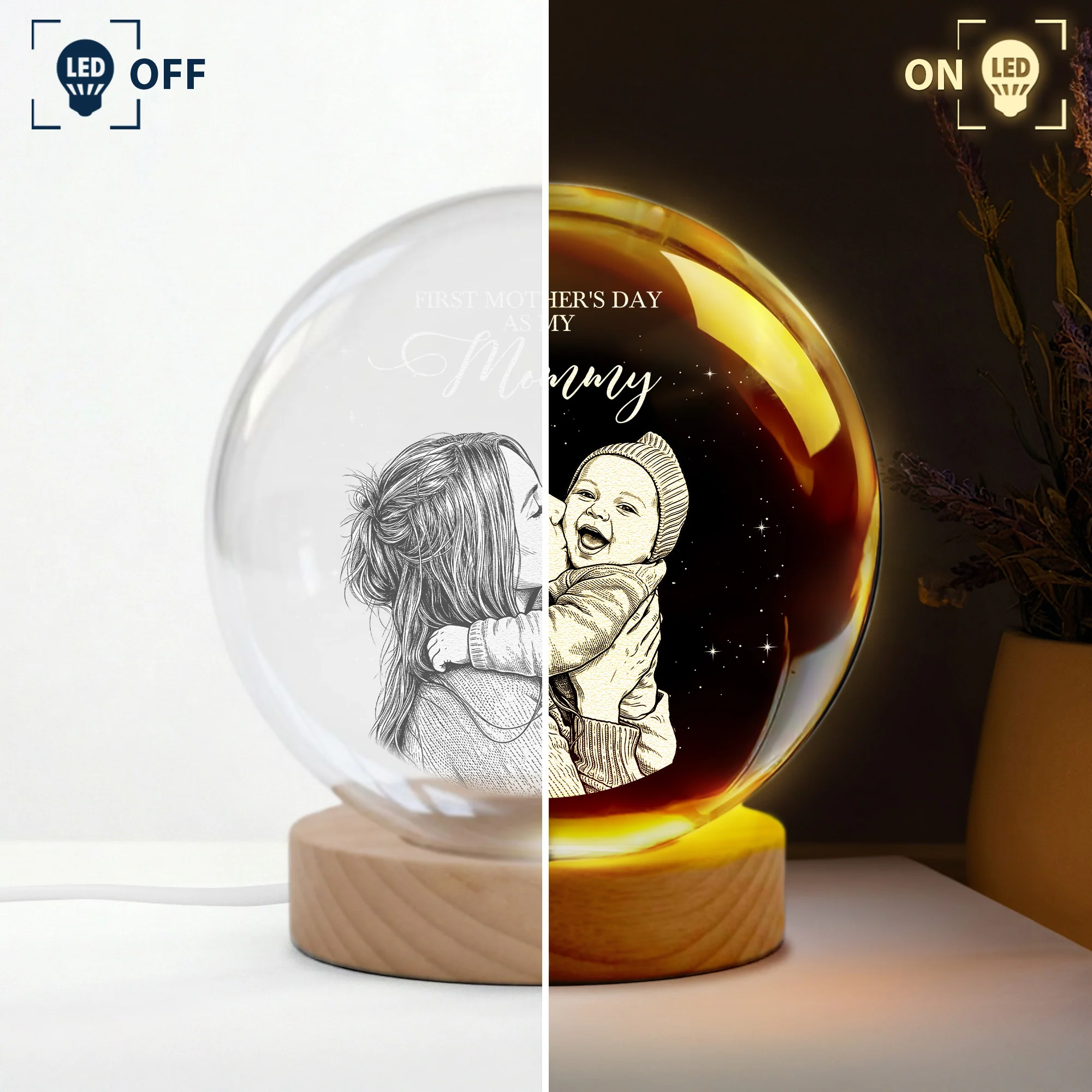 First Mother's Day Baby & Mommy - 1st Mother's Day Gift For Her, Daughter, Wife - Personalized Night Light - Image 4