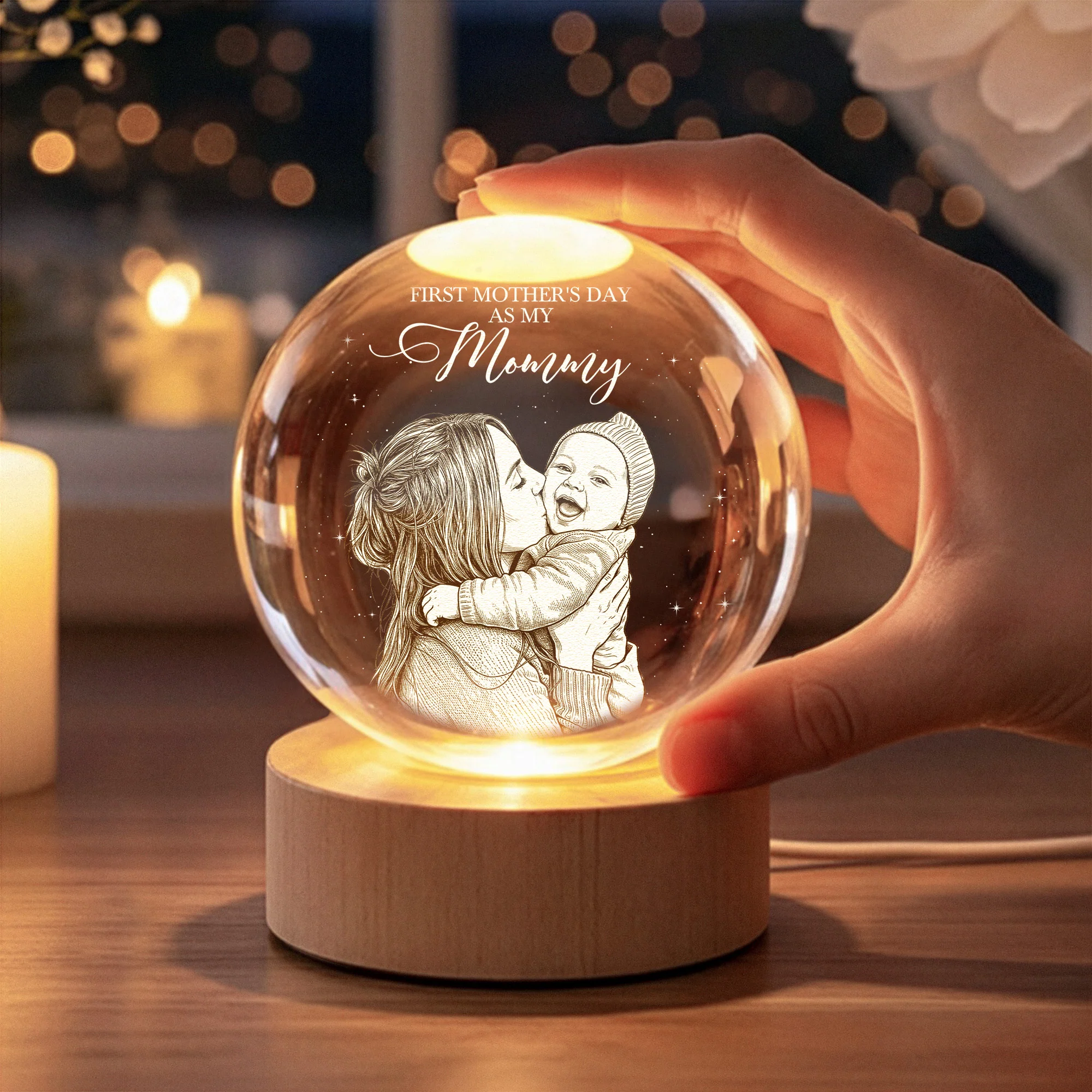 First Mother's Day Baby & Mommy - 1st Mother's Day Gift For Her, Daughter, Wife - Personalized Night Light - Image 5