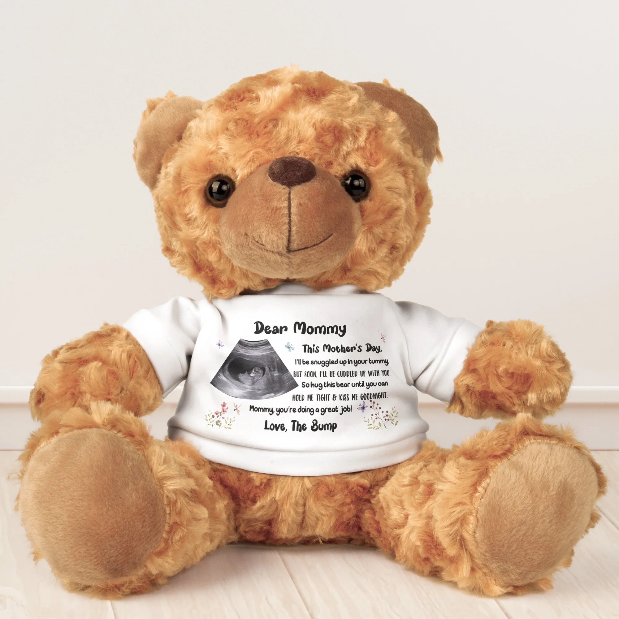 First Mother's Day For Mommy From Bump - Teddy Bear With Personalized Photo Shirt
