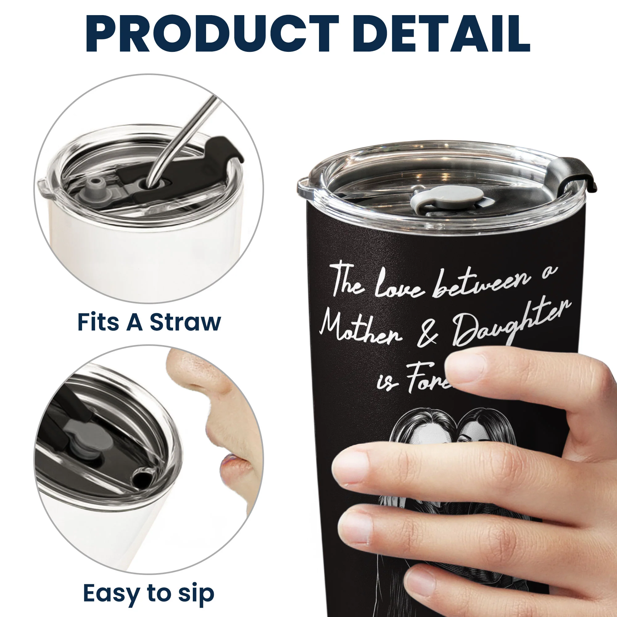 First My Daughter Custom Photo Sketch Line Art Gift For Her - Personalized Tumbler - Image 7