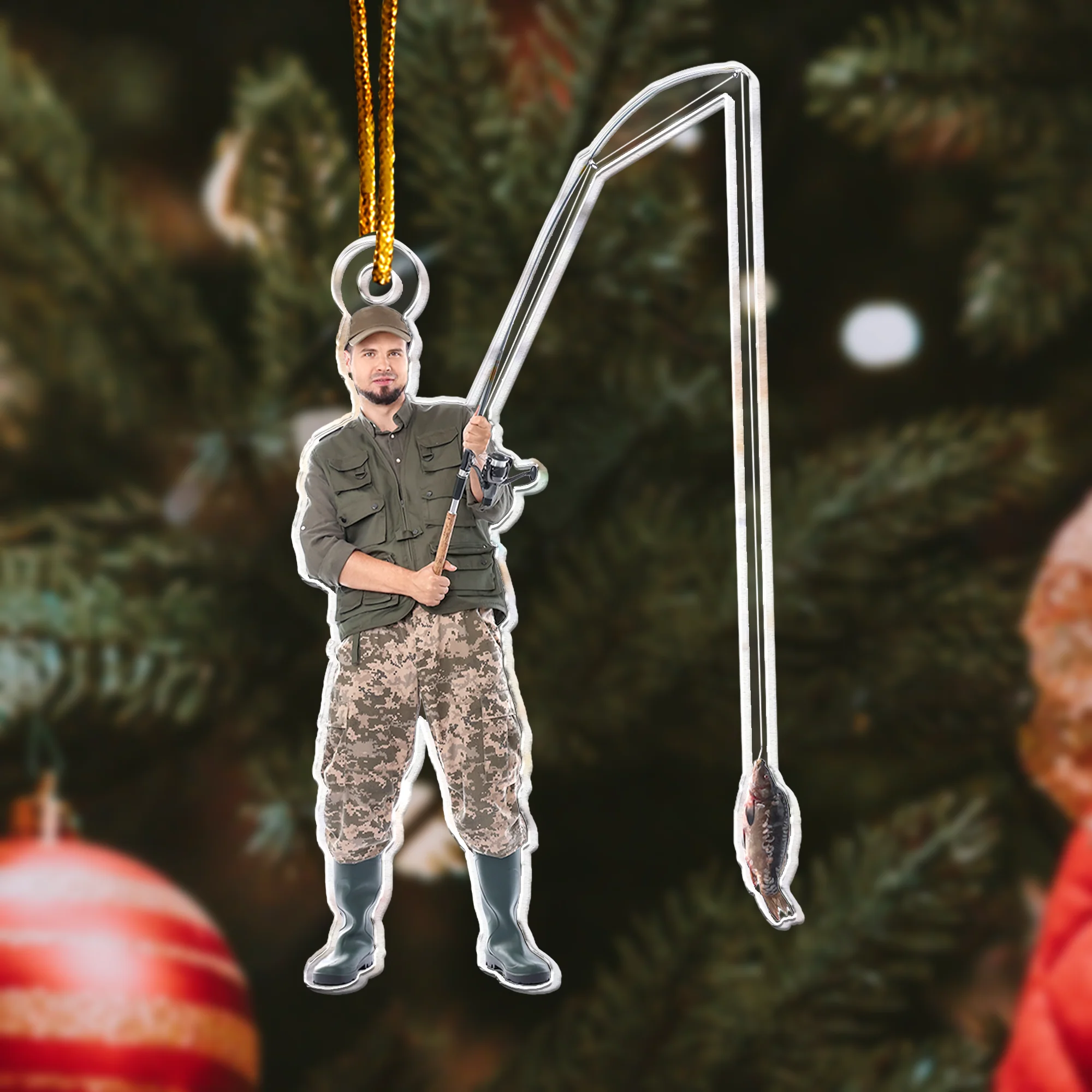 Fisherman Christmas Ornaments Xmas Decoration - Personalized Acrylic Photo Ornament - Image 2