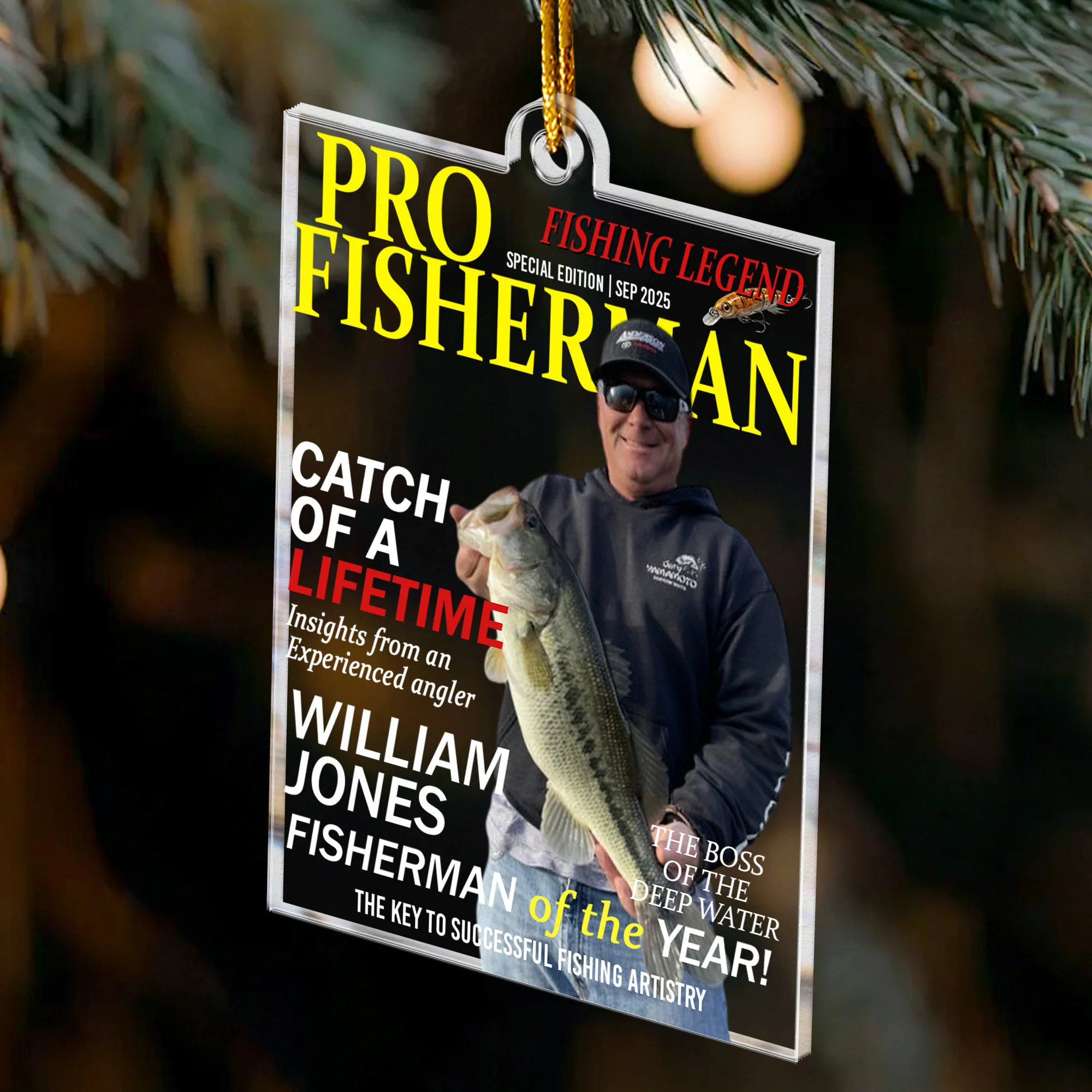 Fisherman Of The Year! - Personalized Acrylic Photo Ornament - Image 4