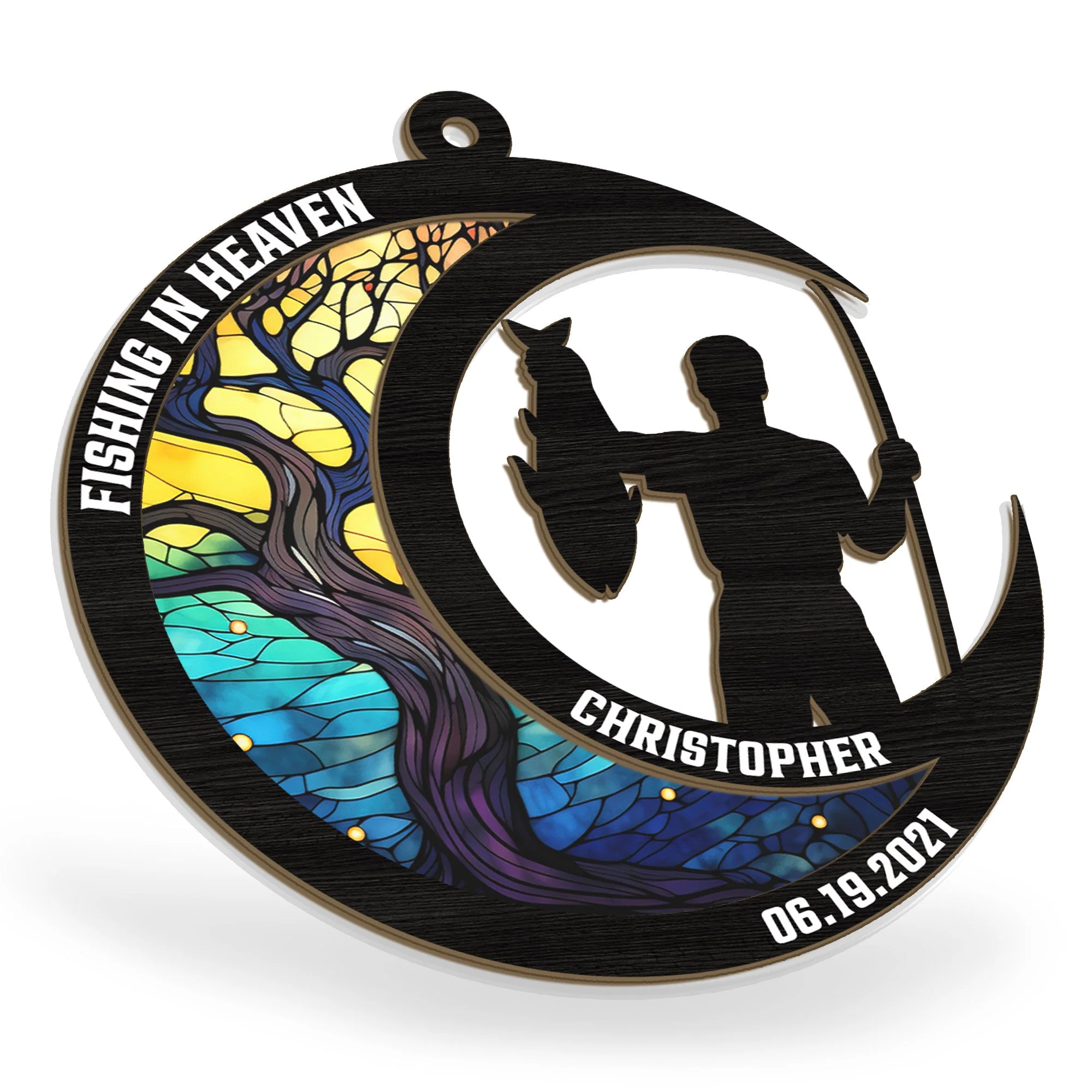 Fishing In Heaven - Personalized Suncatcher Ornament - Image 7
