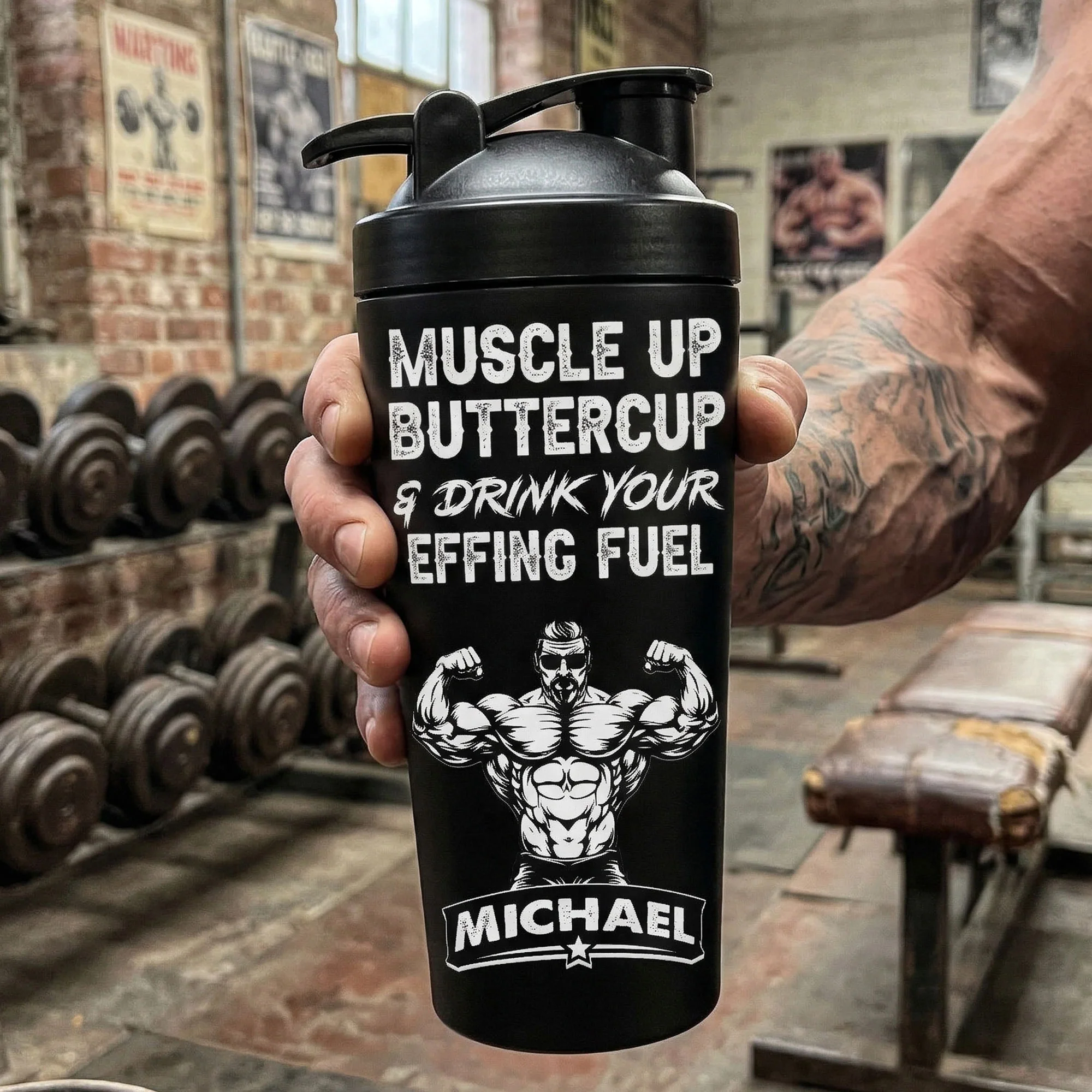 Fitness Workout Gym Motivational Gifts For Team, Men, Him, Trainer - Personalized Protein Shaker - Image 5