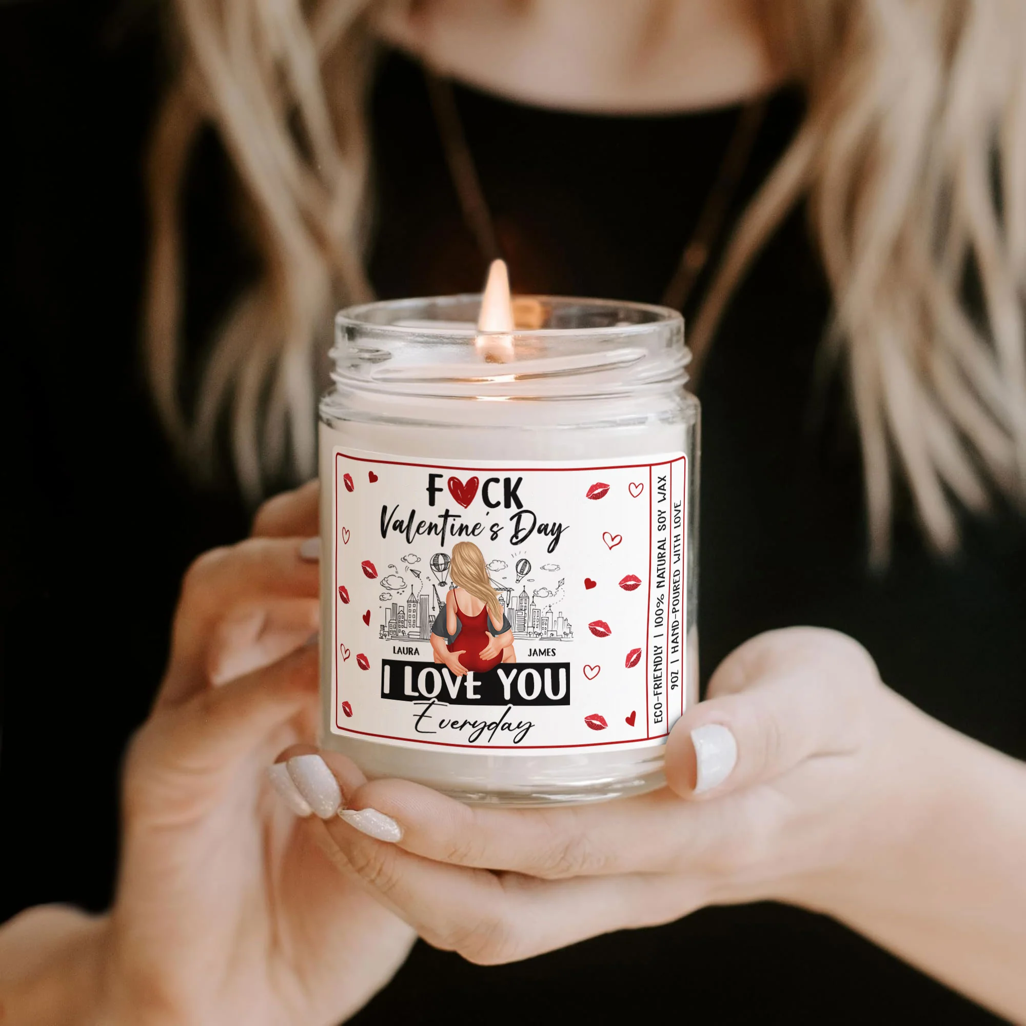 F()K Valentine's Day, I Love You Everyday - Funny Naughty Gifts For Wife, Girlfriend - Personalized Scented Soy Candle - Image 2
