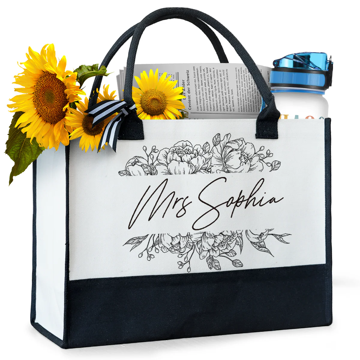 Floral - Personalized Canvas Tote Bag - Image 4