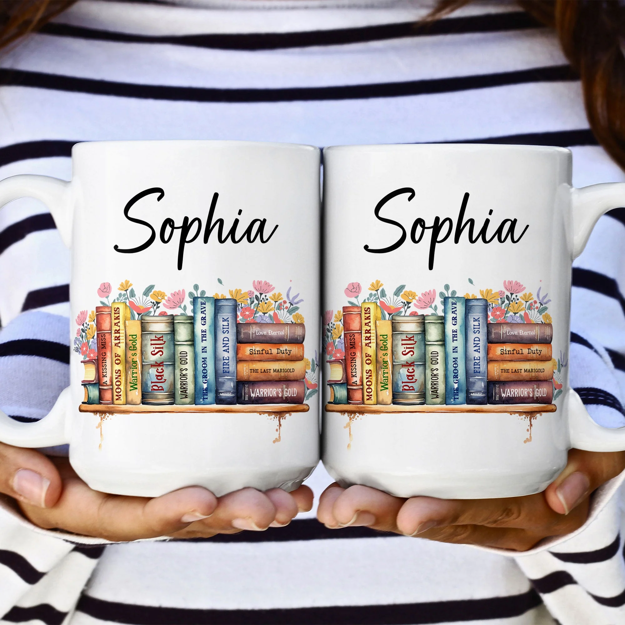 Flower Book Custom Name For Book Lovers - Personalized Mug - Image 4