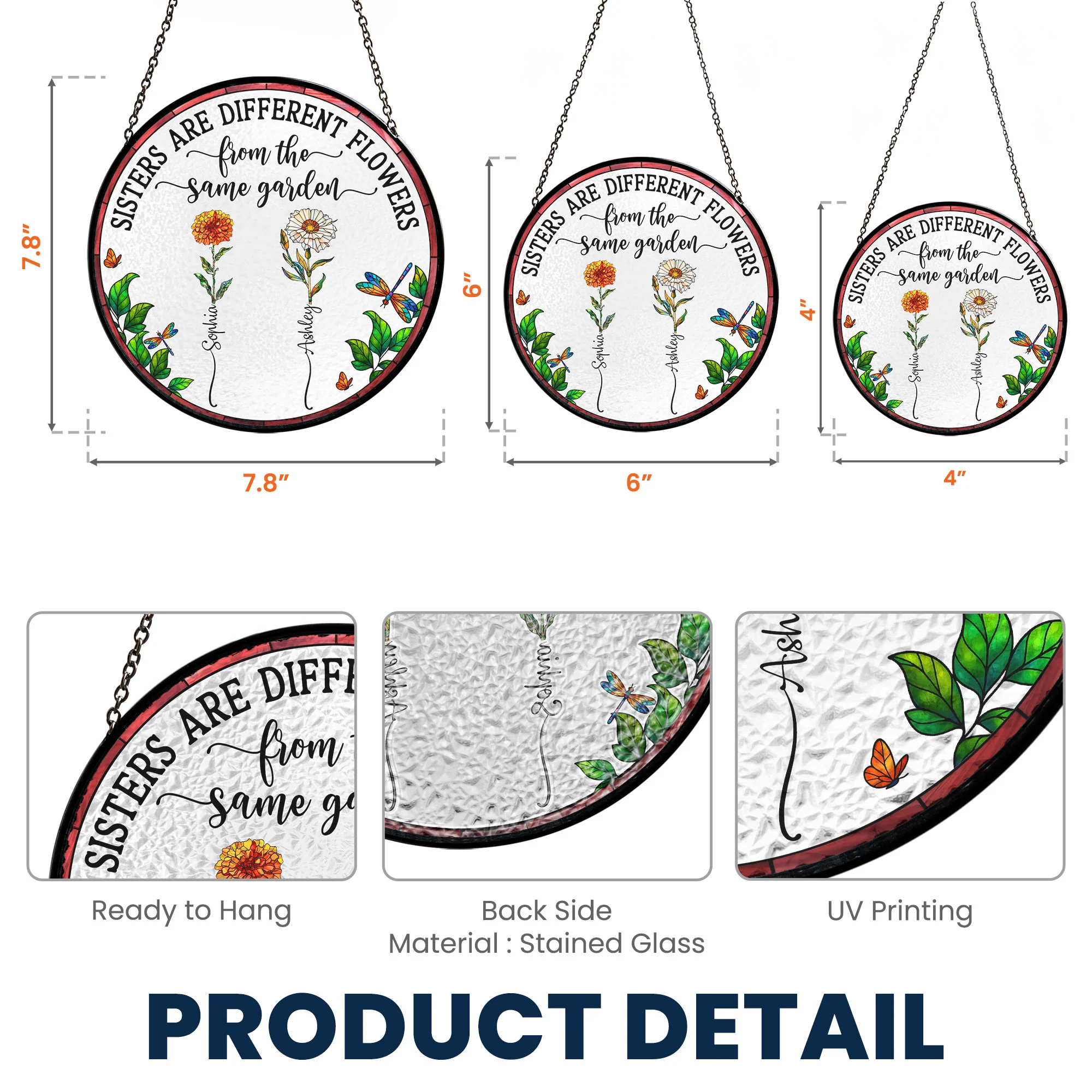 Flowers From Same Garden - Personalized Stained Glass Window Hanging Suncatcher - Image 5