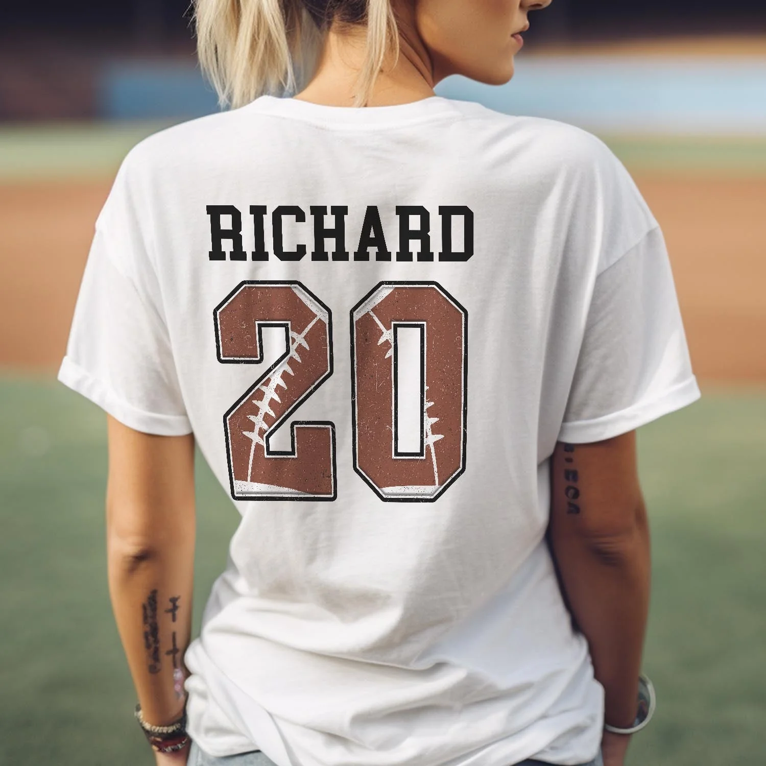 Football Mama Custom Name And Number - Personalized Shirt - Image 2