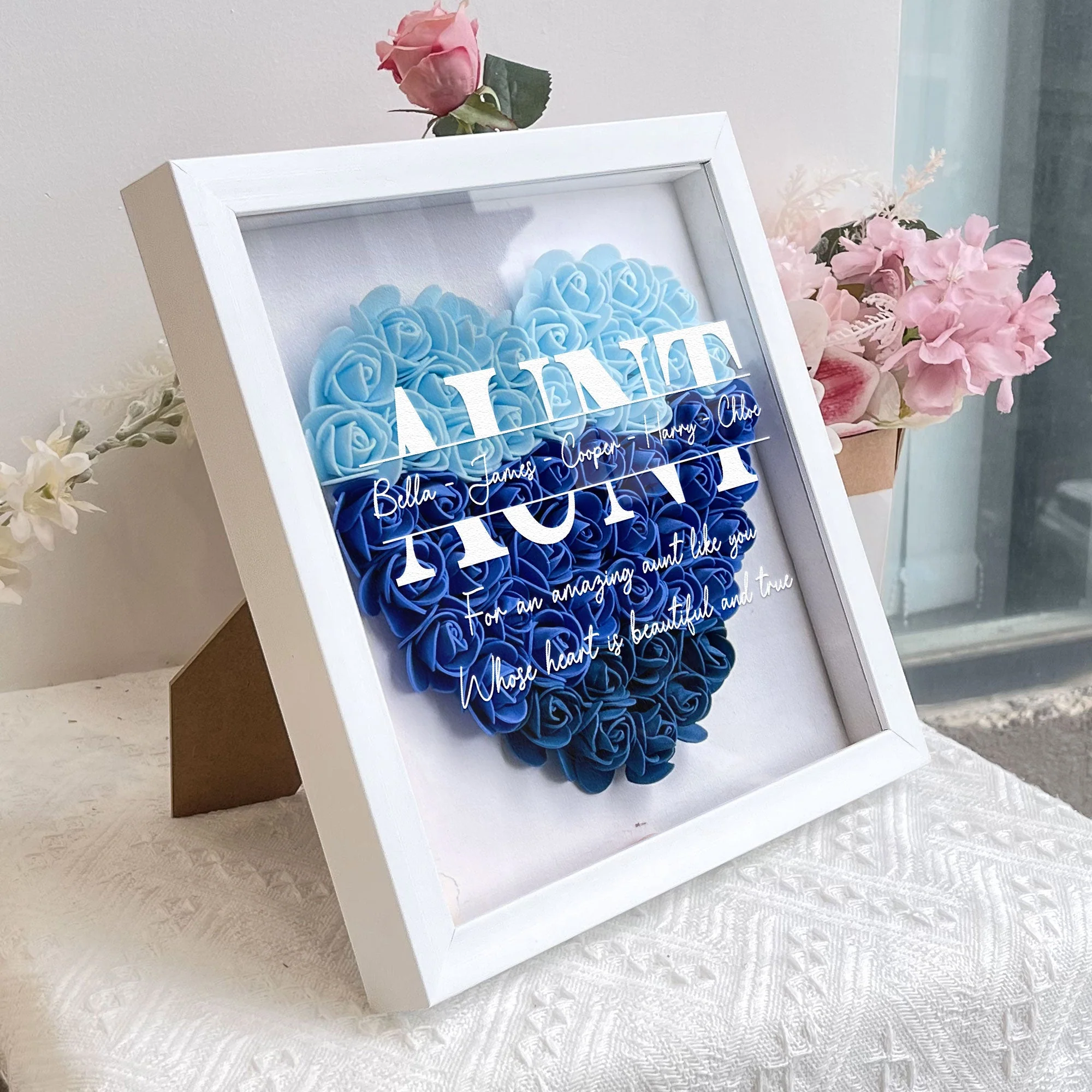 For An Amazing Aunt Like You - Personalized Flower Shadow Box - Image 7
