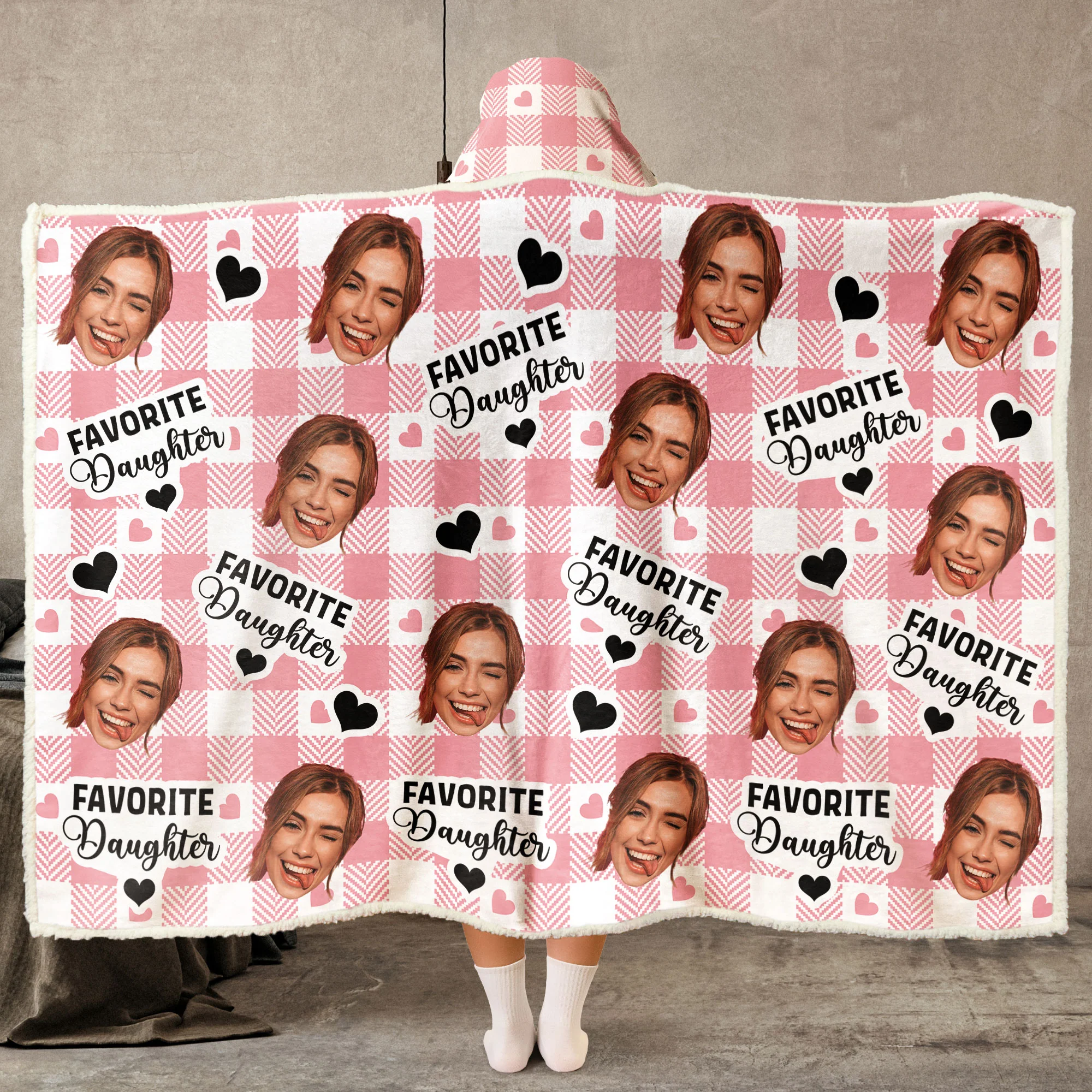For Favorite Daughter - Personalized Photo Wearable Blanket Hoodie - Image 5